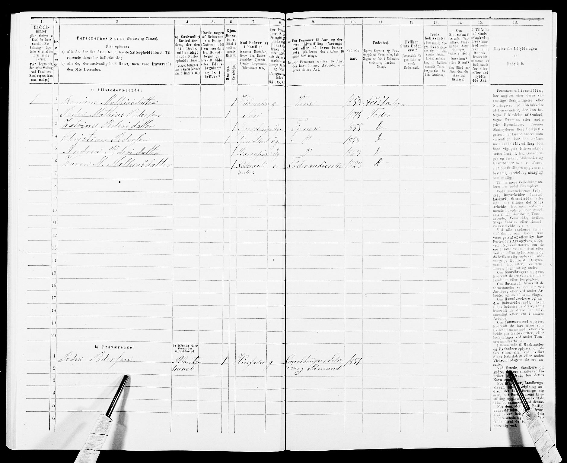 SAK, 1875 census for 1037P Kvinesdal, 1875, p. 1536