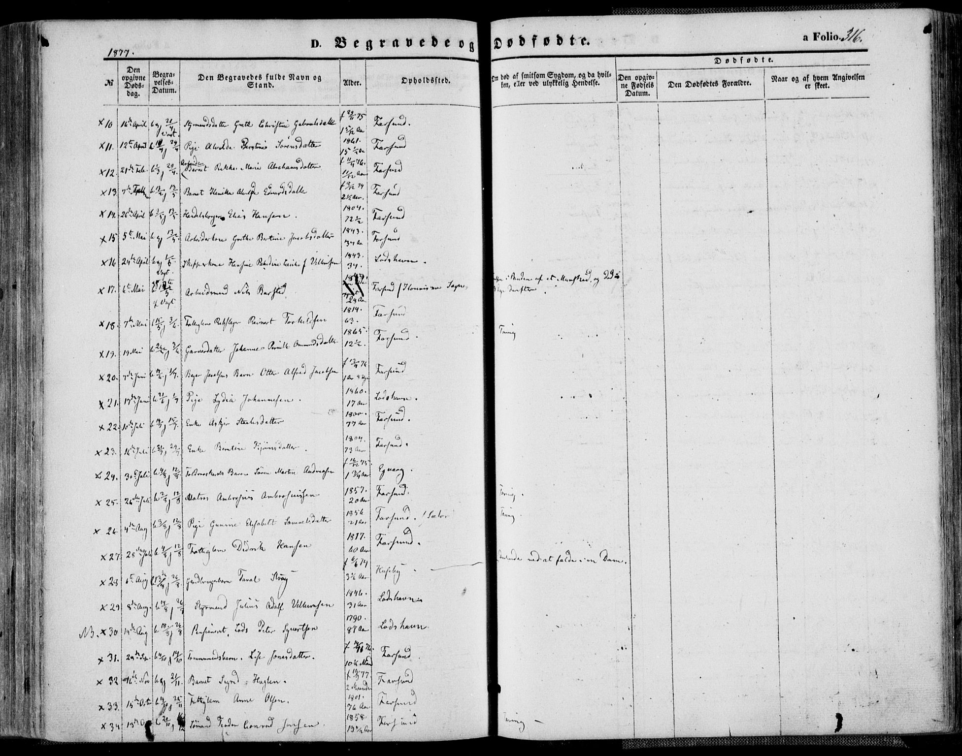 Farsund sokneprestkontor, SAK/1111-0009/F/Fa/L0005: Parish register (official) no. A 5, 1863-1886, p. 316