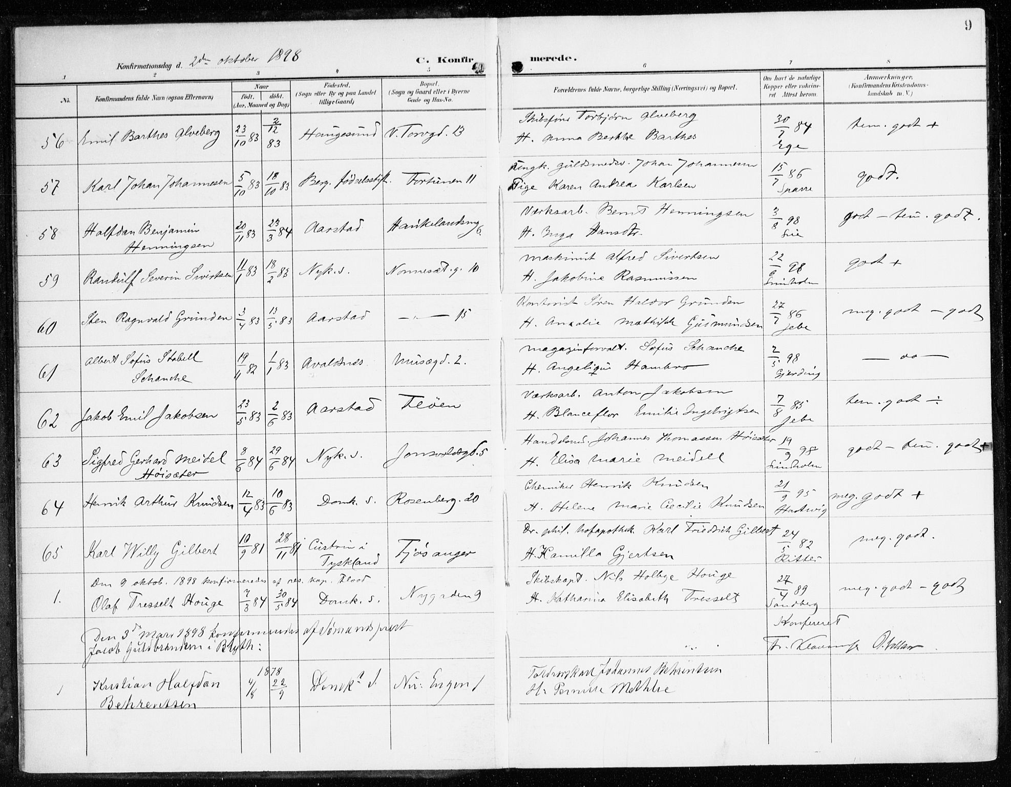 Domkirken sokneprestembete, AV/SAB-A-74801/H/Haa/L0031: Parish register (official) no. C 6, 1898-1915, p. 9