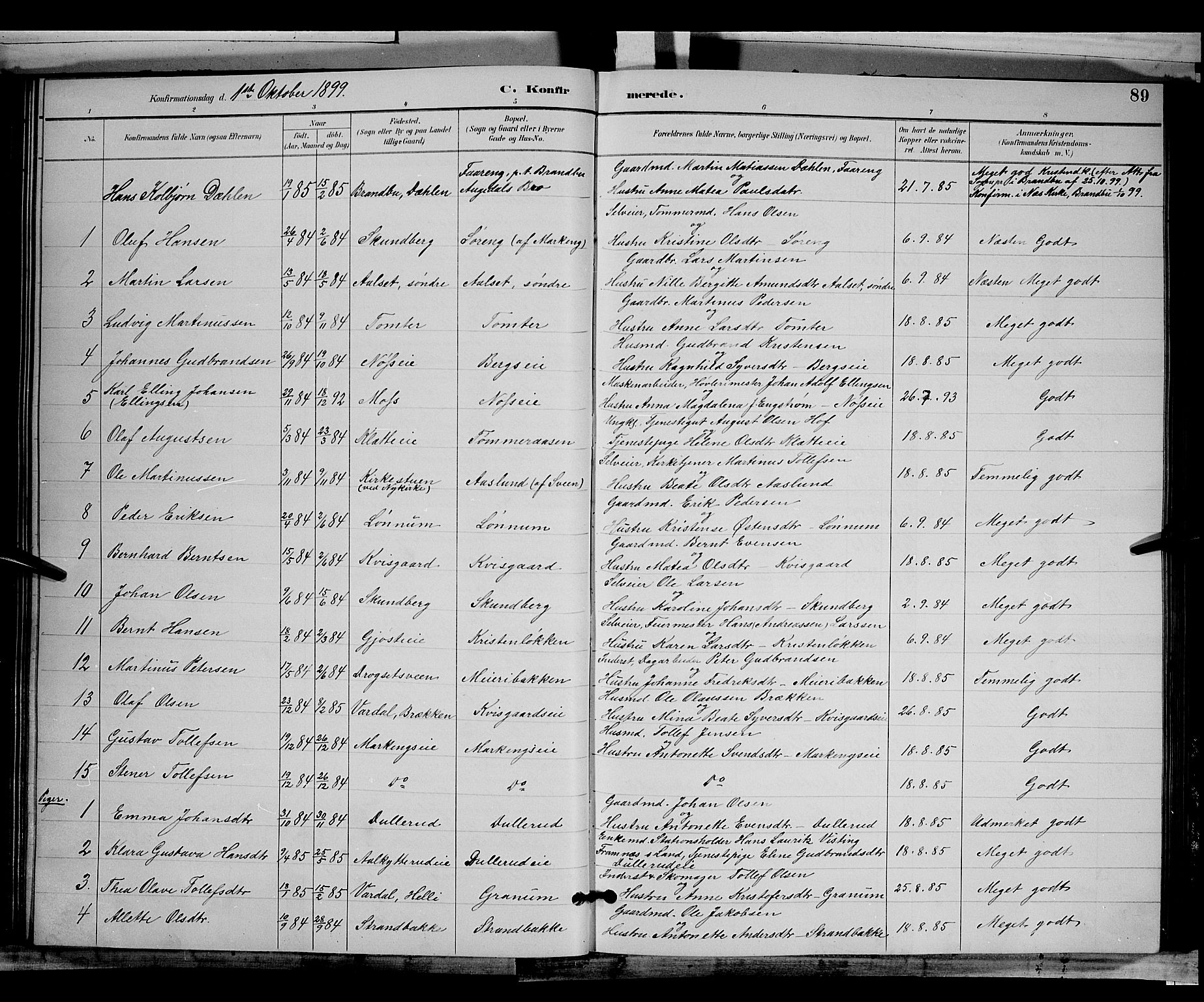 Biri prestekontor, AV/SAH-PREST-096/H/Ha/Hab/L0003: Parish register (copy) no. 3, 1892-1905, p. 89