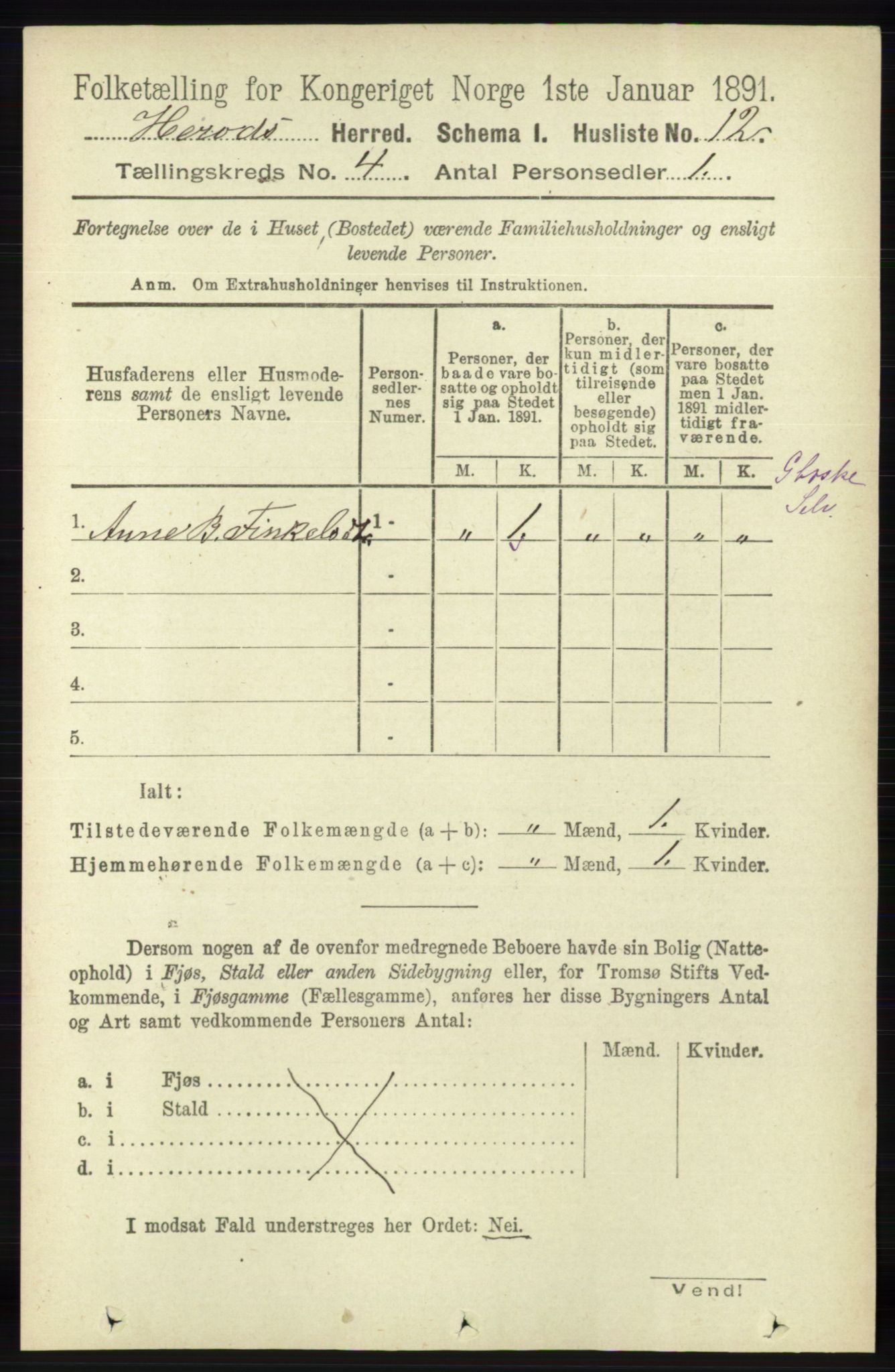 RA, 1891 census for 1039 Herad, 1891, p. 1356