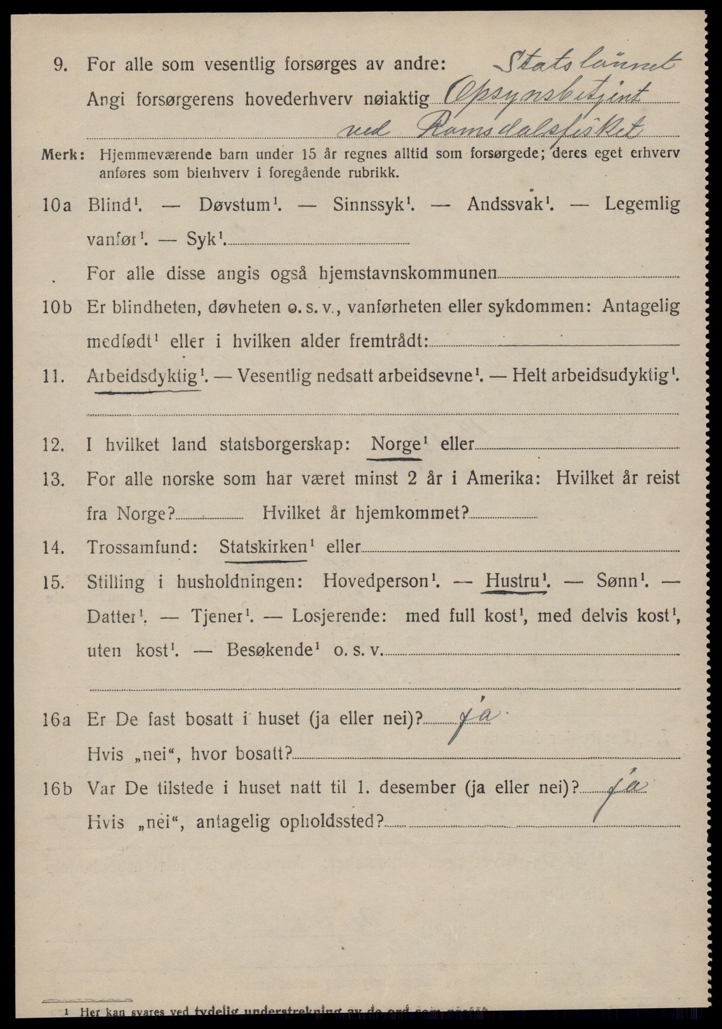 SAT, 1920 census for Ulstein, 1920, p. 2607