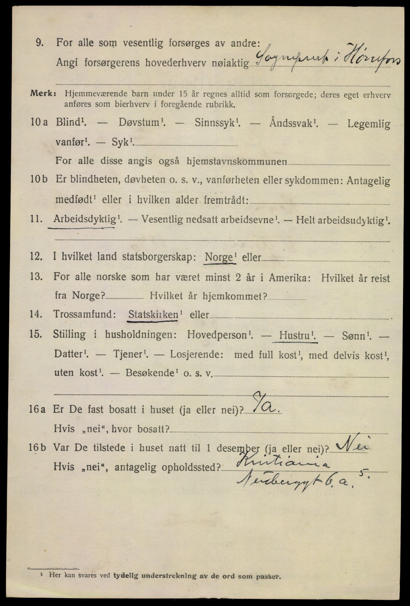 SAKO, 1920 census for Hønefoss, 1920, p. 5957