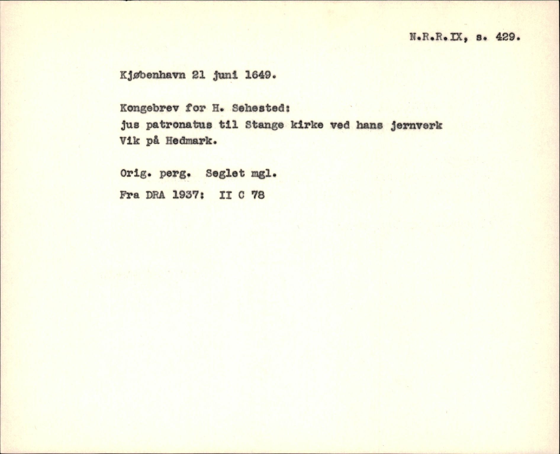 Riksarkivets diplomsamling, AV/RA-EA-5965/F35/F35f/L0002: Regestsedler: Diplomer fra DRA 1937 og 1996, p. 161