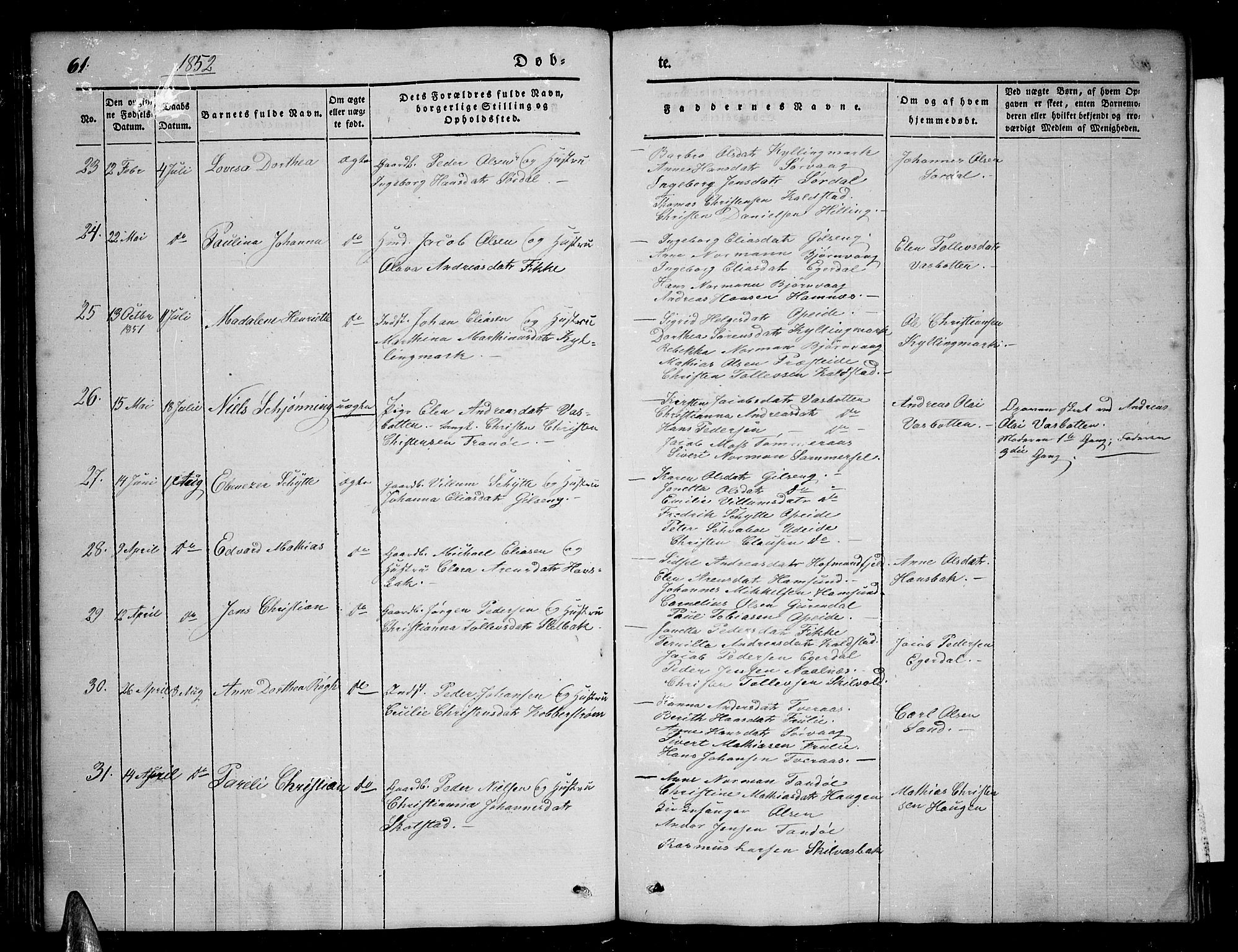 Ministerialprotokoller, klokkerbøker og fødselsregistre - Nordland, AV/SAT-A-1459/859/L0856: Parish register (copy) no. 859C02, 1843-1854, p. 61