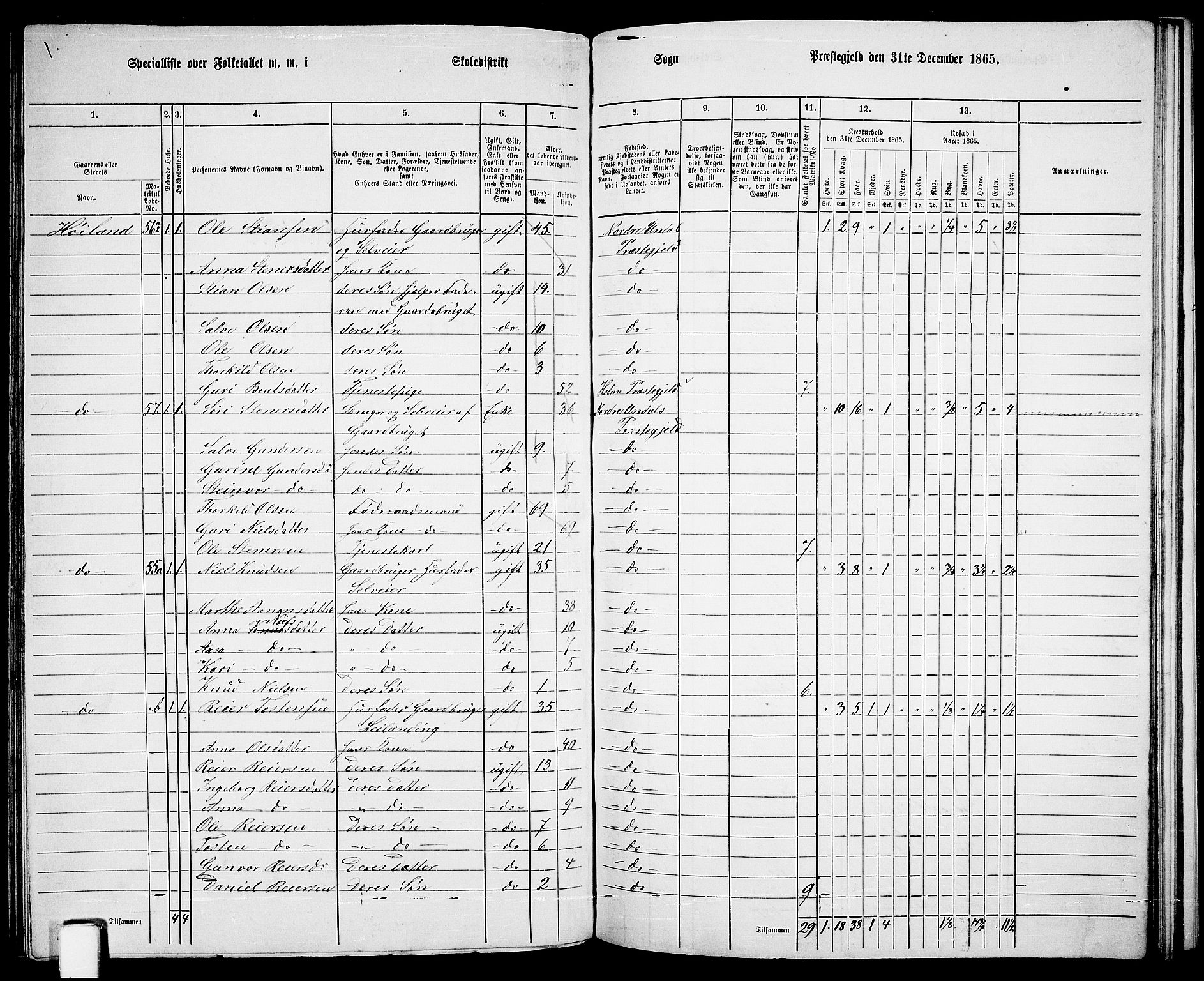 RA, 1865 census for Nord-Audnedal, 1865, p. 78