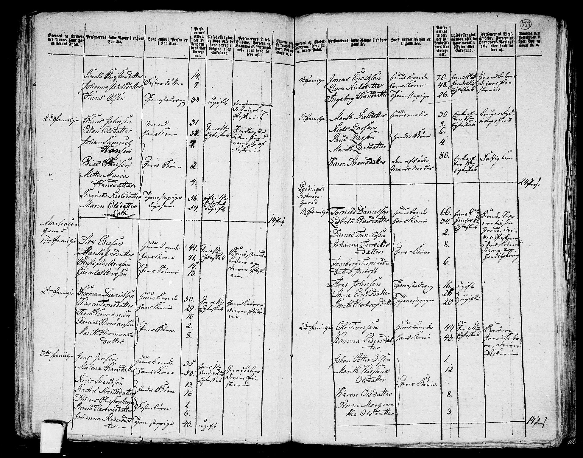 RA, 1801 census for 1848P Steigen, 1801, p. 522b-523a