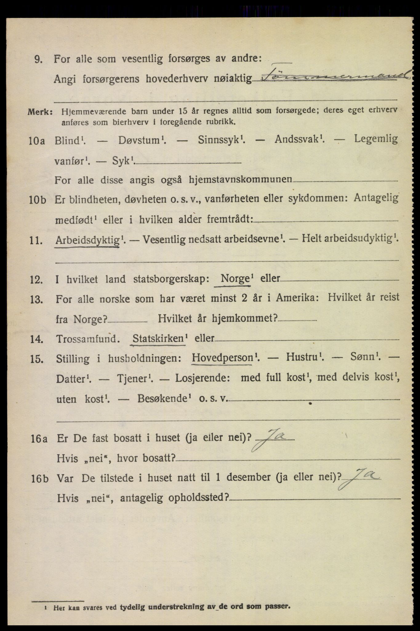 SAK, 1920 census for Fjære, 1920, p. 11082