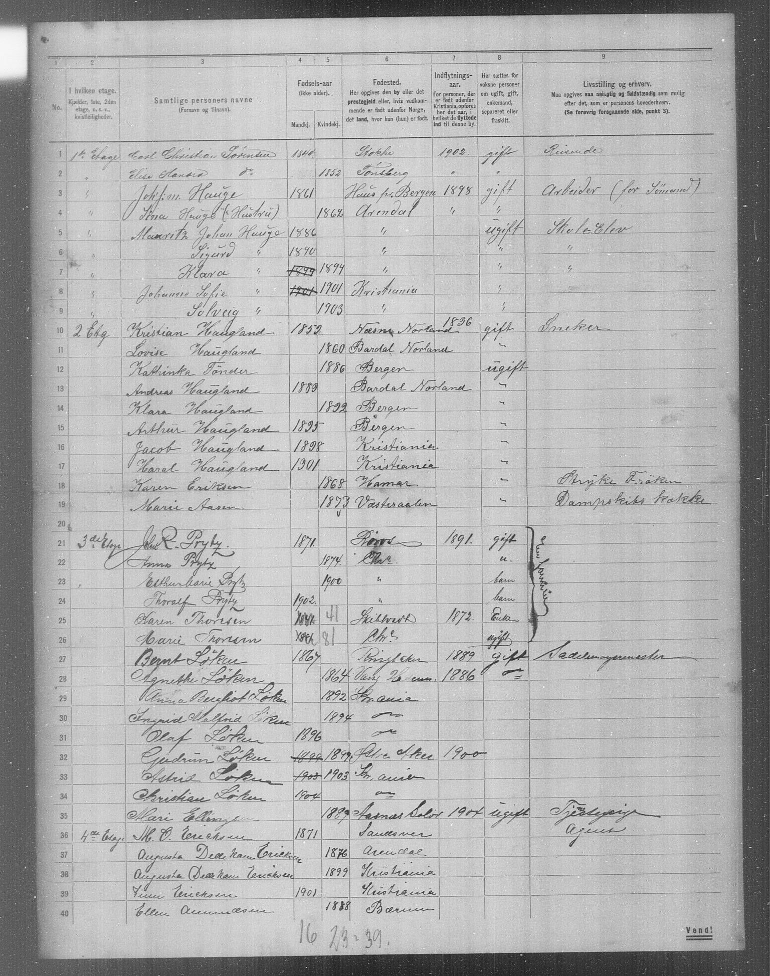 OBA, Municipal Census 1904 for Kristiania, 1904, p. 14346