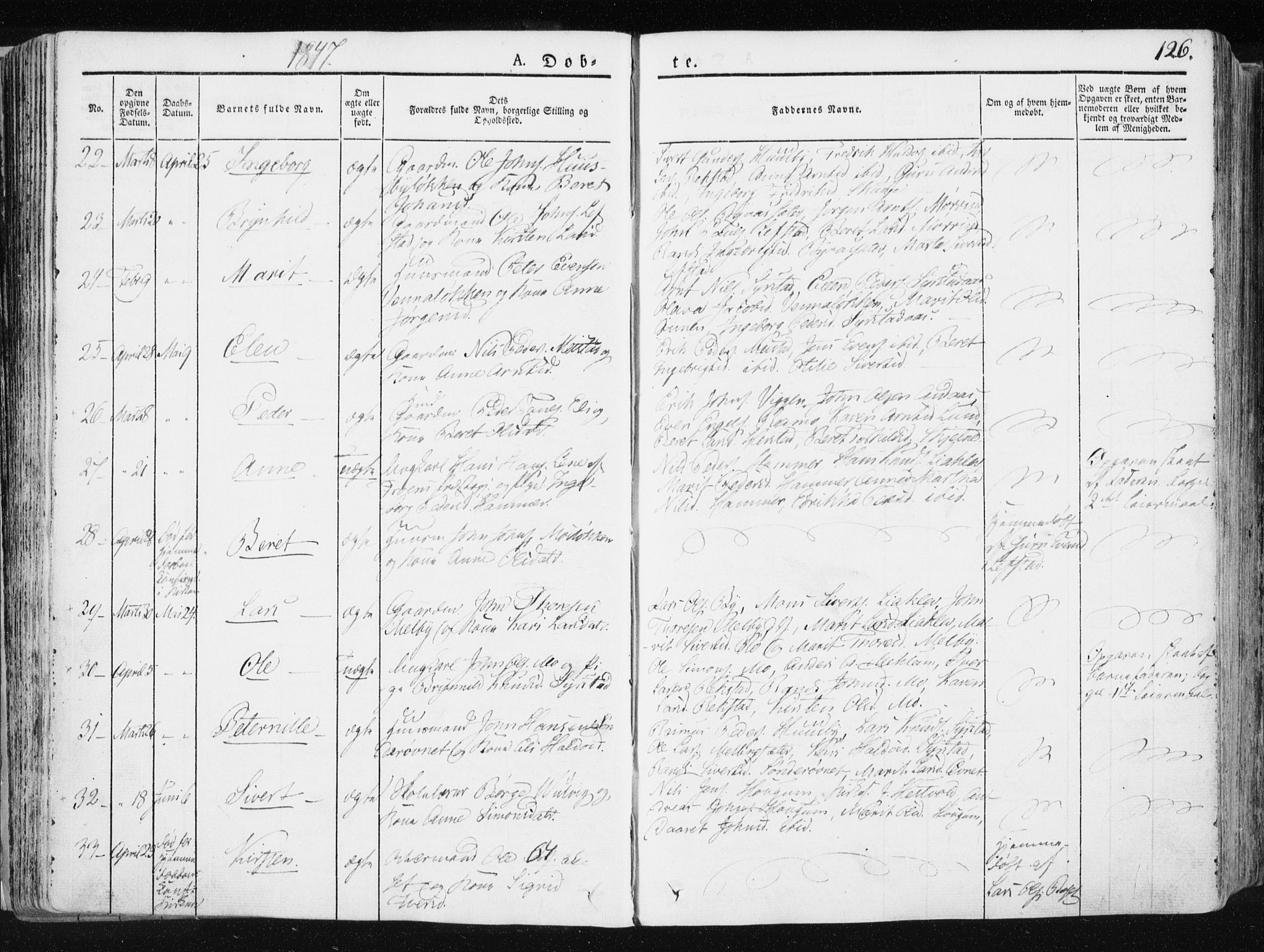 Ministerialprotokoller, klokkerbøker og fødselsregistre - Sør-Trøndelag, SAT/A-1456/665/L0771: Parish register (official) no. 665A06, 1830-1856, p. 126