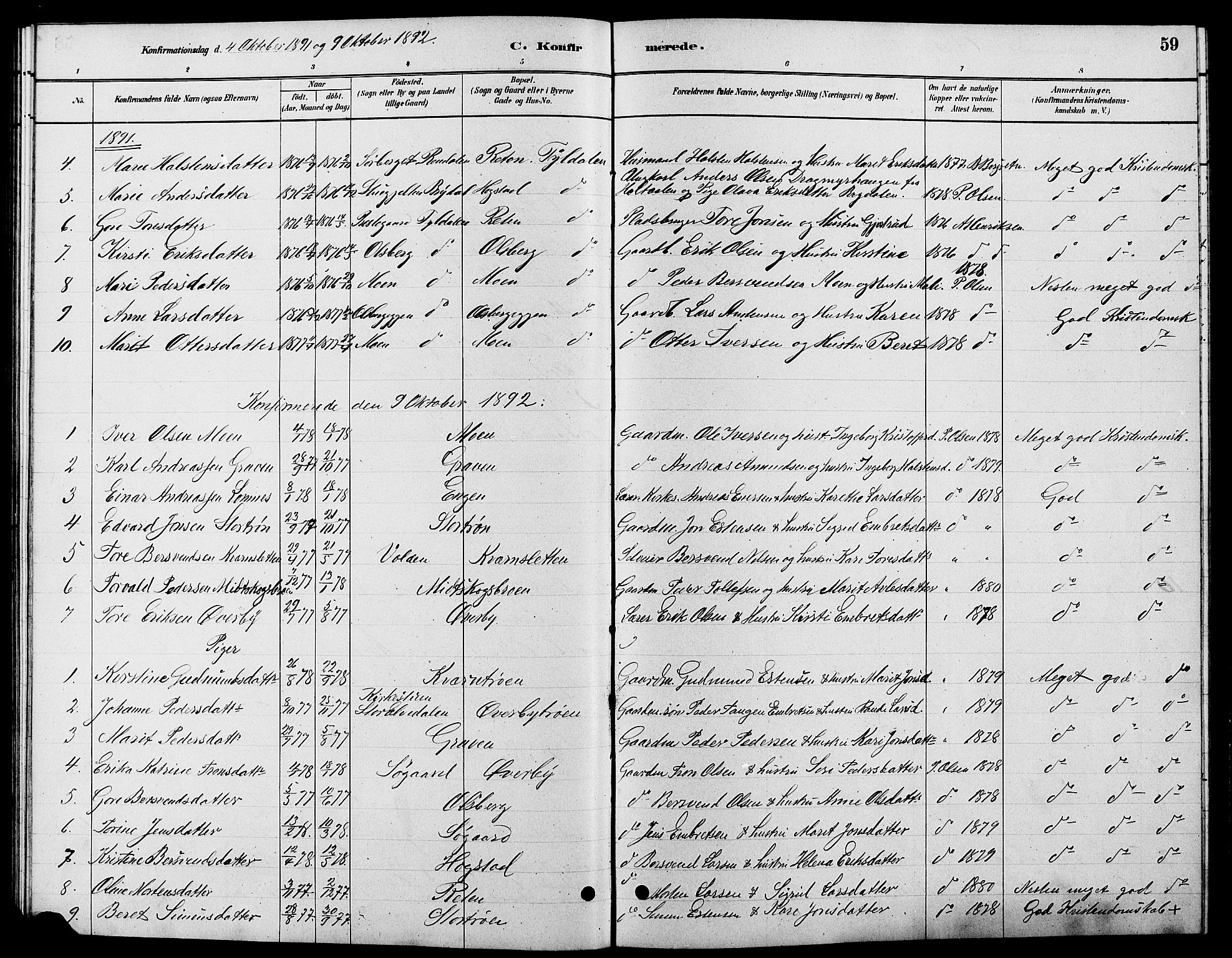 Tynset prestekontor, SAH/PREST-058/H/Ha/Hab/L0007: Parish register (copy) no. 7, 1880-1901, p. 59