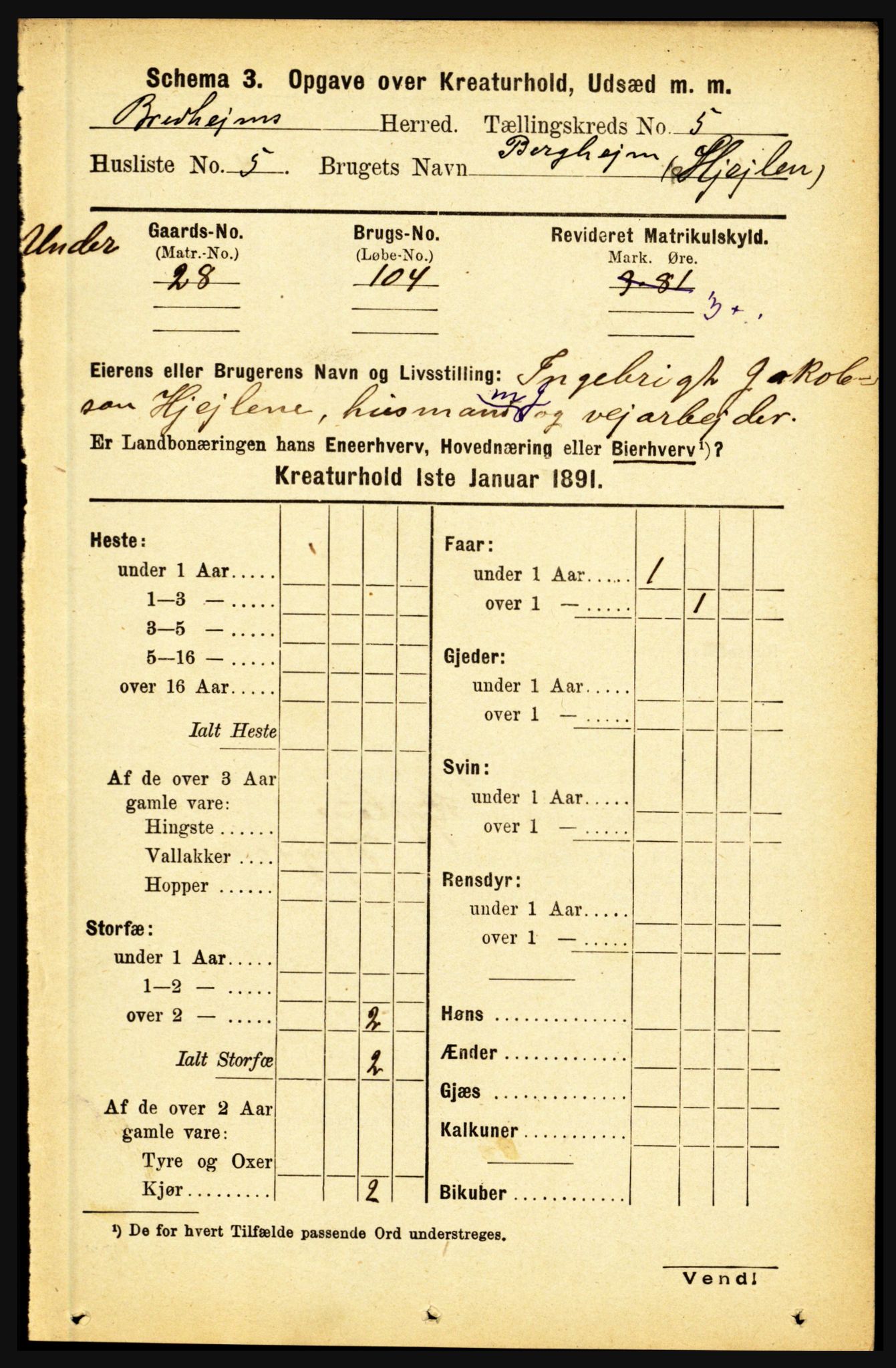 RA, 1891 census for 1446 Breim, 1891, p. 2782