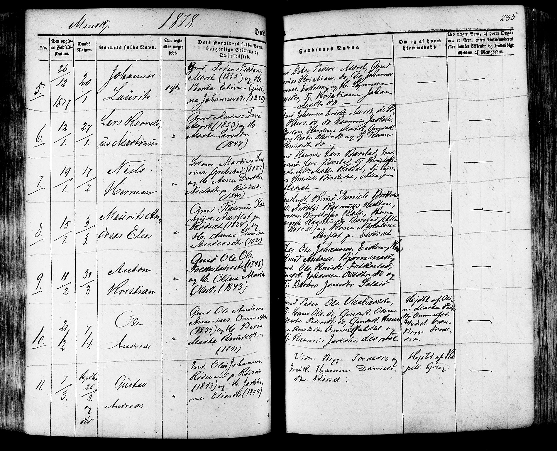 Ministerialprotokoller, klokkerbøker og fødselsregistre - Møre og Romsdal, SAT/A-1454/511/L0140: Parish register (official) no. 511A07, 1851-1878, p. 235