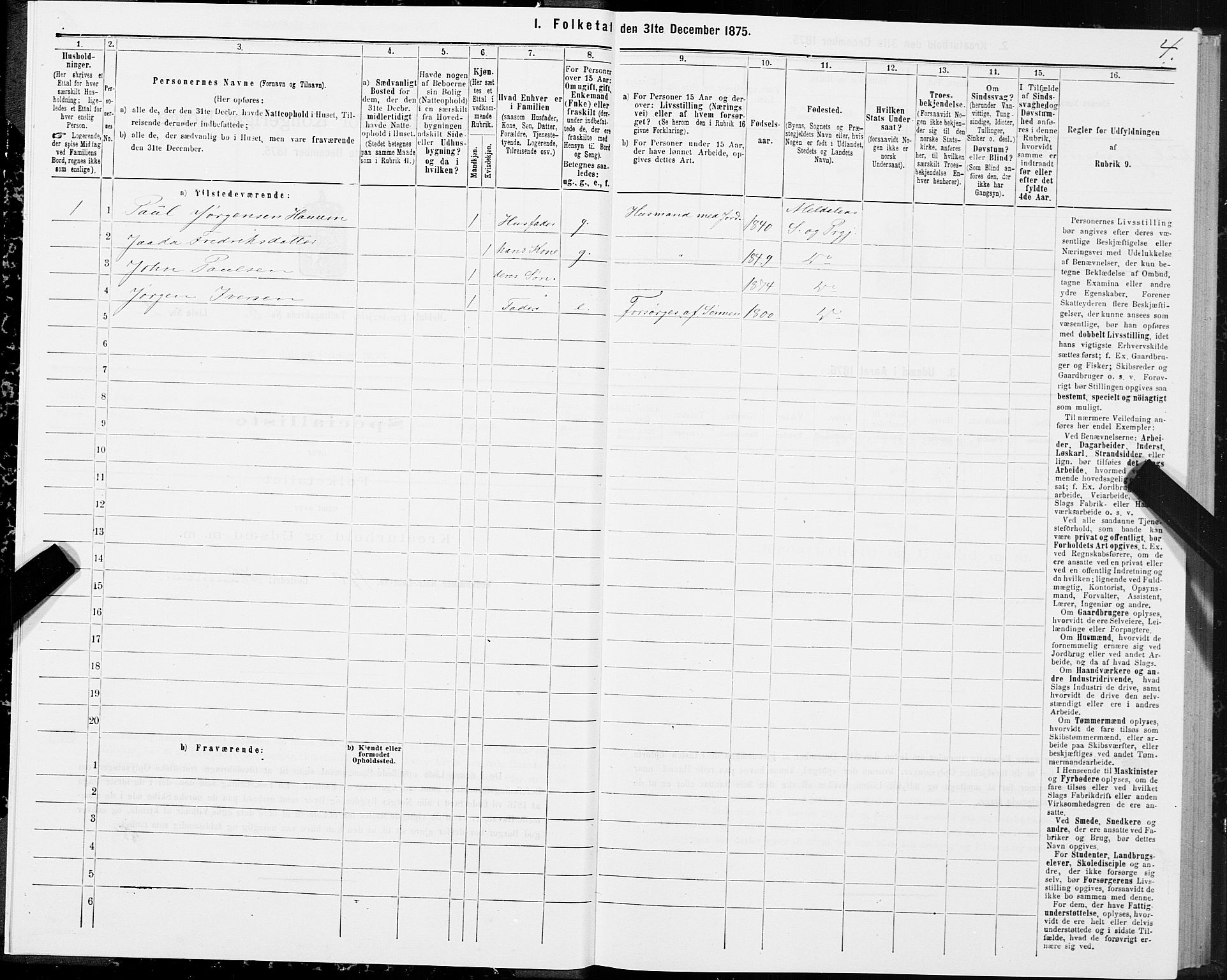 SAT, 1875 census for 1636P Meldal, 1875, p. 3004