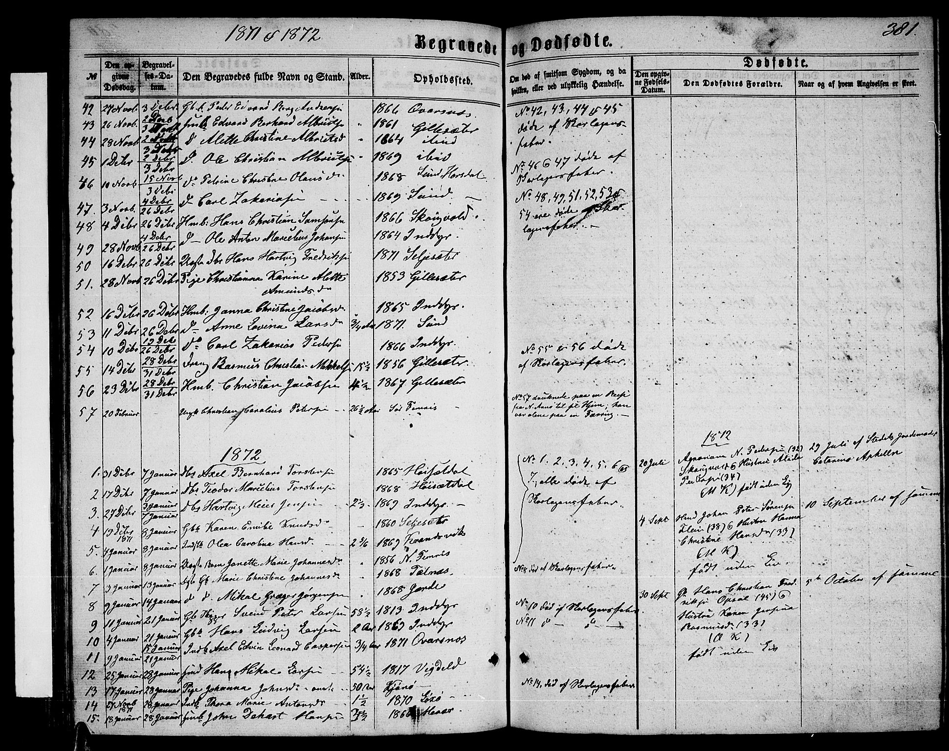 Ministerialprotokoller, klokkerbøker og fødselsregistre - Nordland, AV/SAT-A-1459/805/L0107: Parish register (copy) no. 805C03, 1862-1885, p. 381