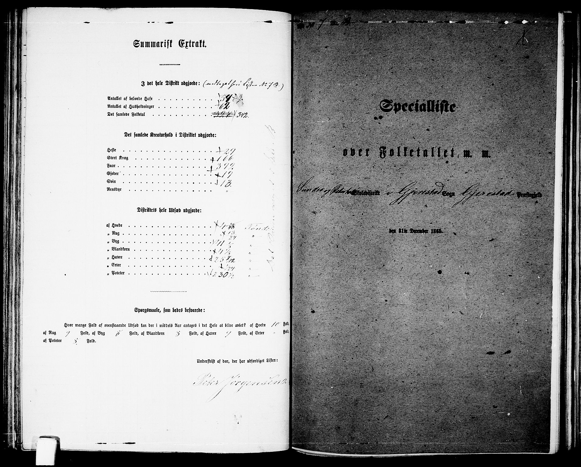 RA, 1865 census for Gjerstad, 1865, p. 117