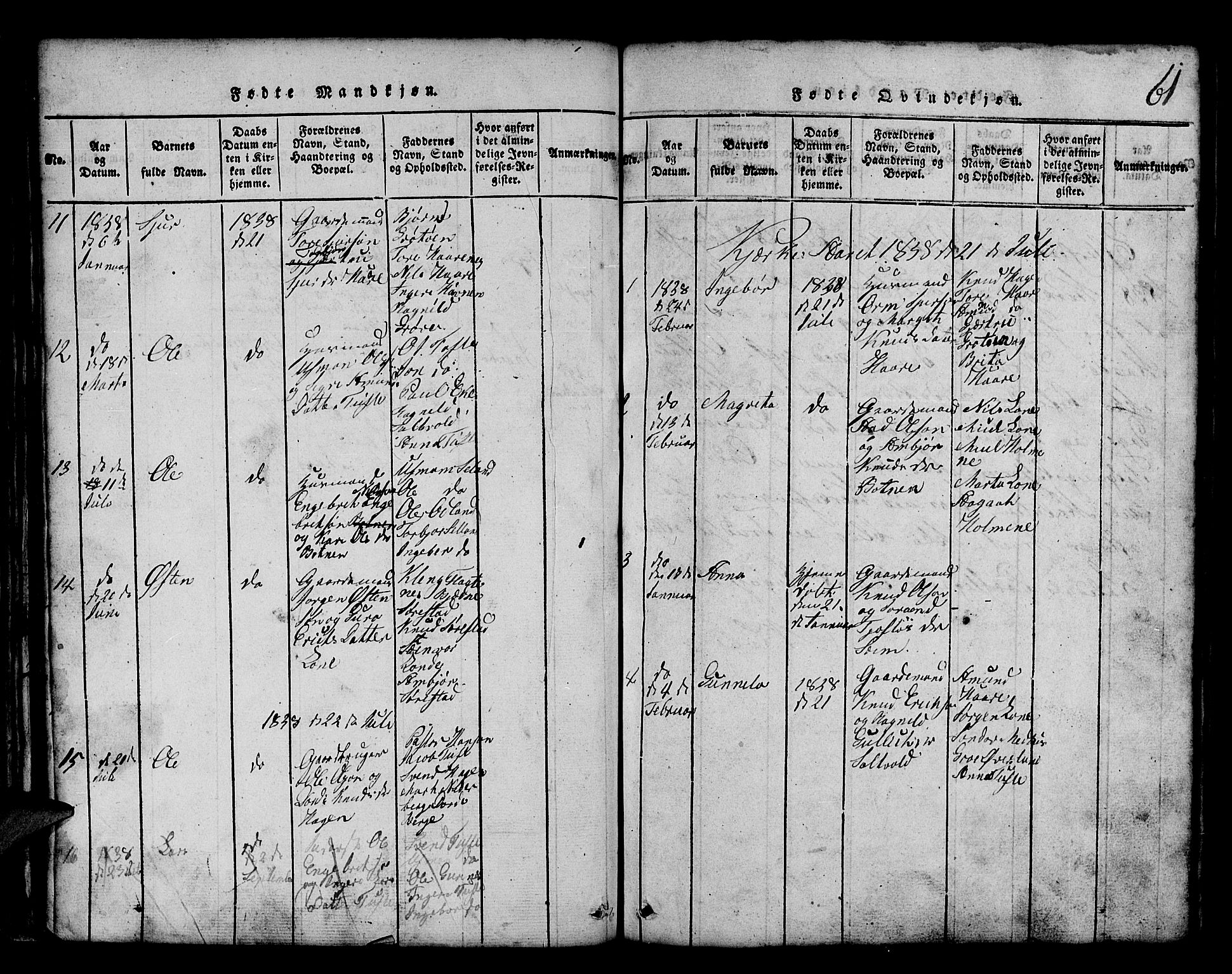 Røldal sokneprestembete, SAB/A-100247: Parish register (copy) no. A 1, 1817-1860, p. 61