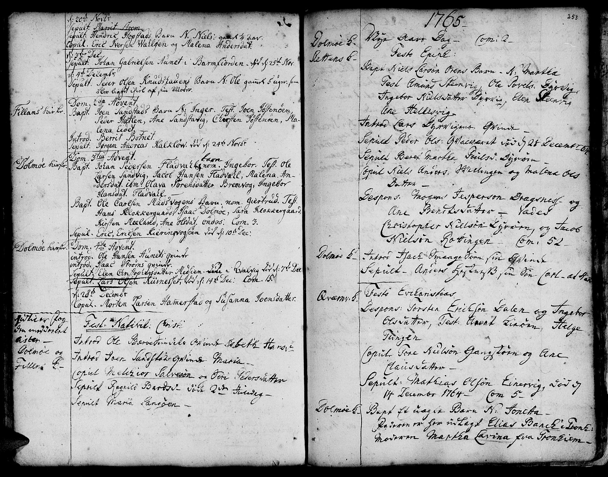 Ministerialprotokoller, klokkerbøker og fødselsregistre - Sør-Trøndelag, SAT/A-1456/634/L0525: Parish register (official) no. 634A01, 1736-1775, p. 253