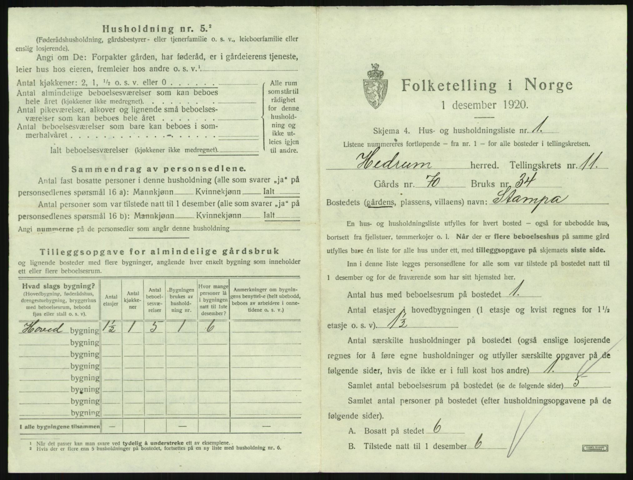 SAKO, 1920 census for Hedrum, 1920, p. 991