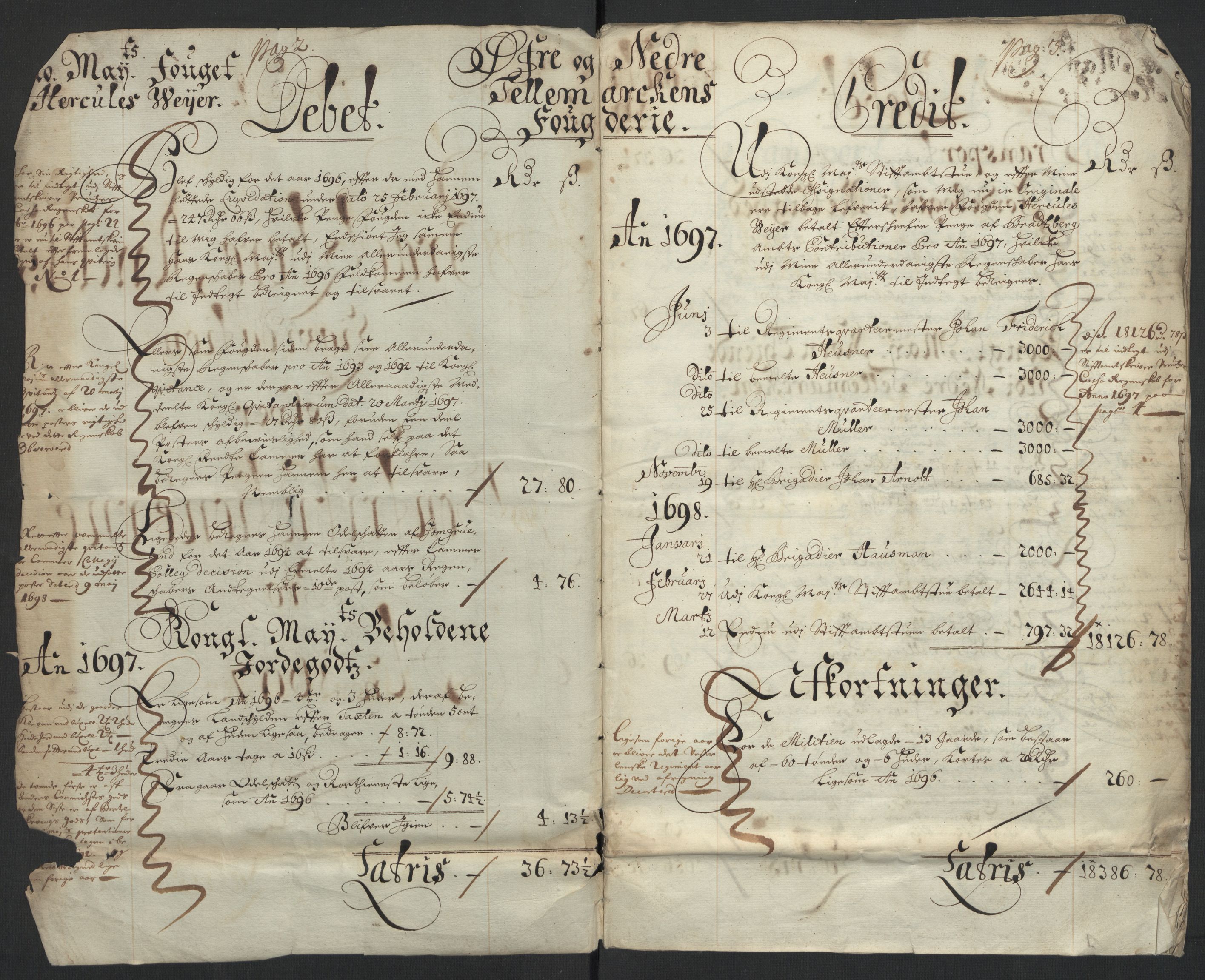 Rentekammeret inntil 1814, Reviderte regnskaper, Fogderegnskap, RA/EA-4092/R36/L2096: Fogderegnskap Øvre og Nedre Telemark og Bamble, 1697, p. 5