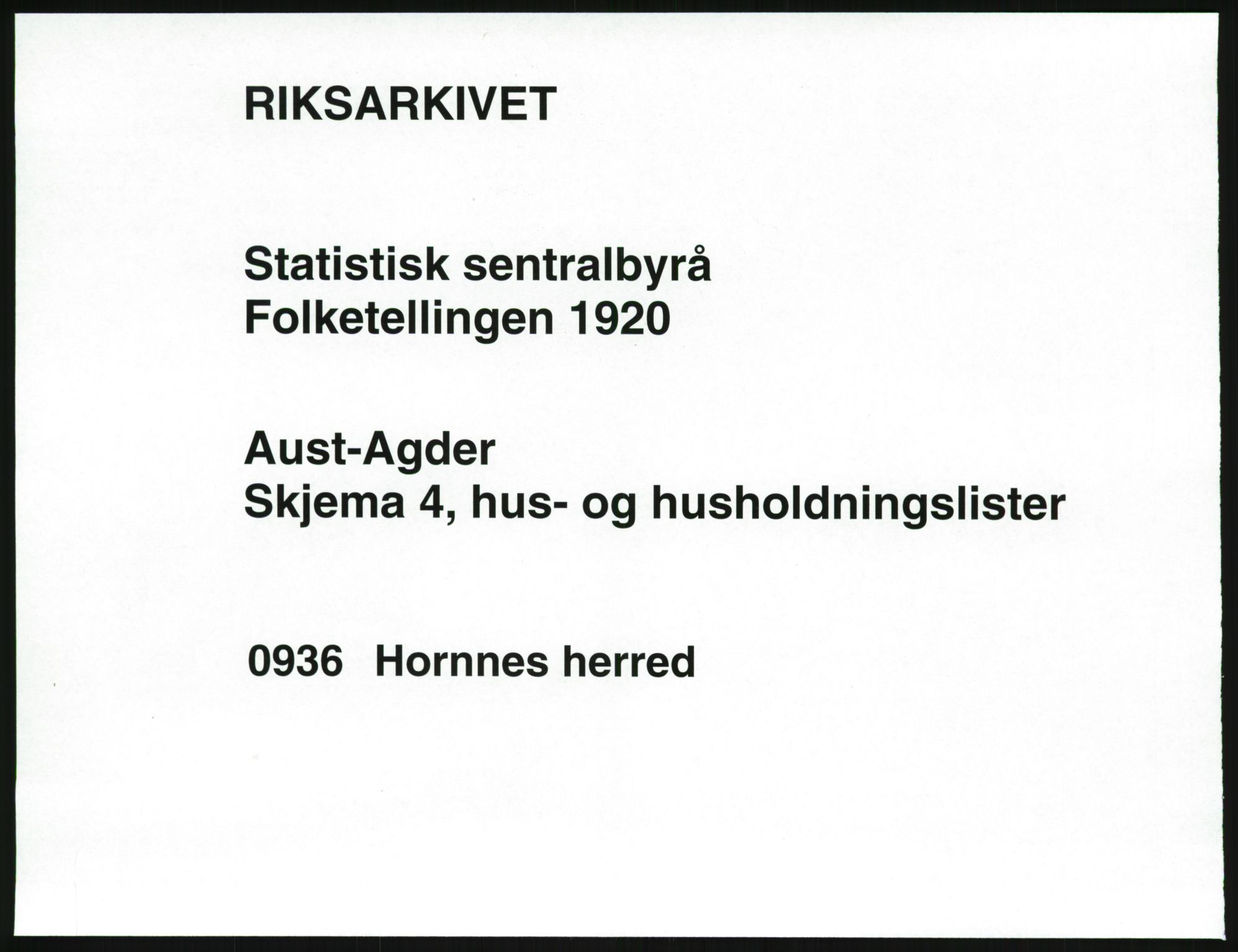 SAK, 1920 census for Hornnes, 1920, p. 53