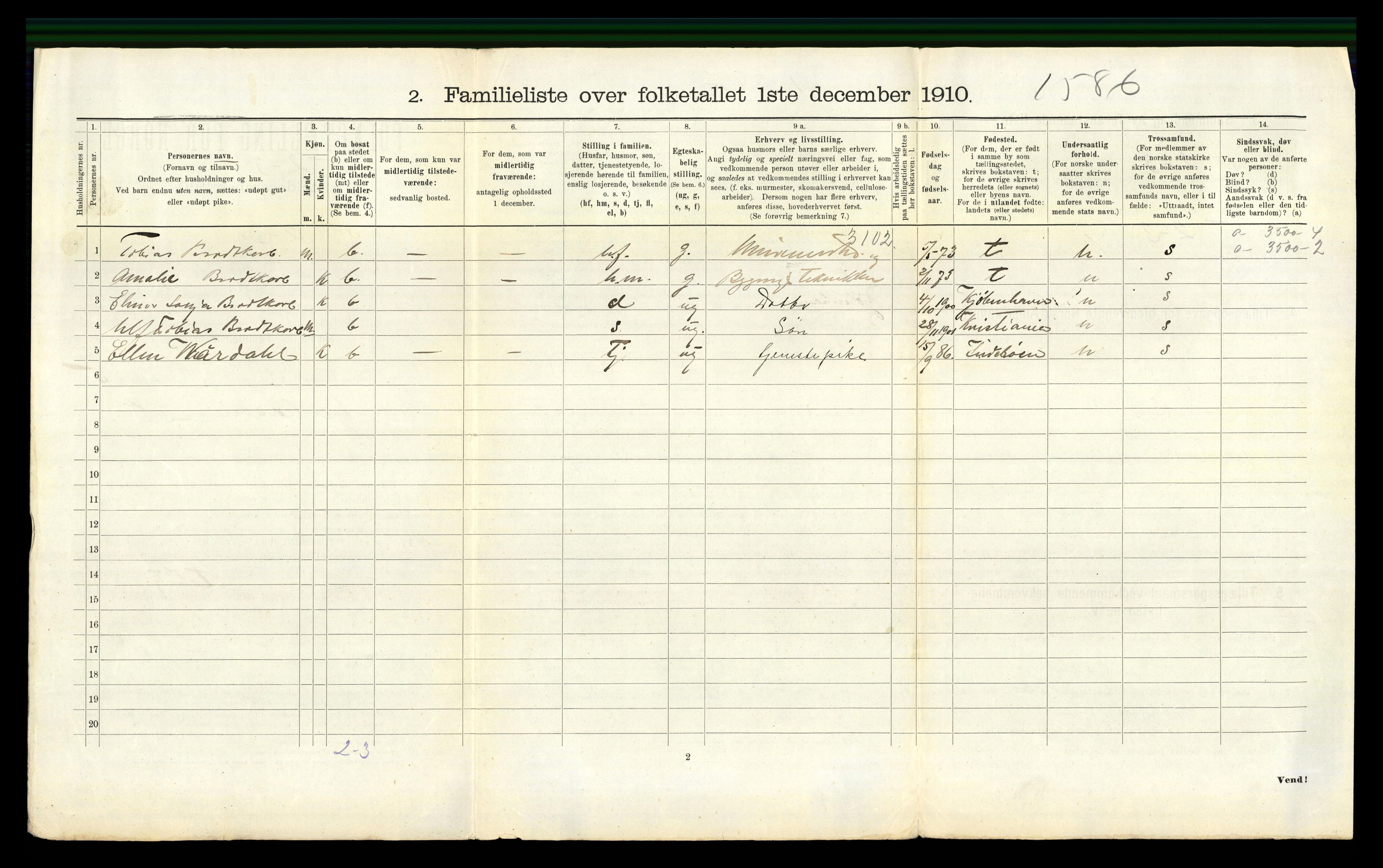 RA, 1910 census for Trondheim, 1910, p. 2442