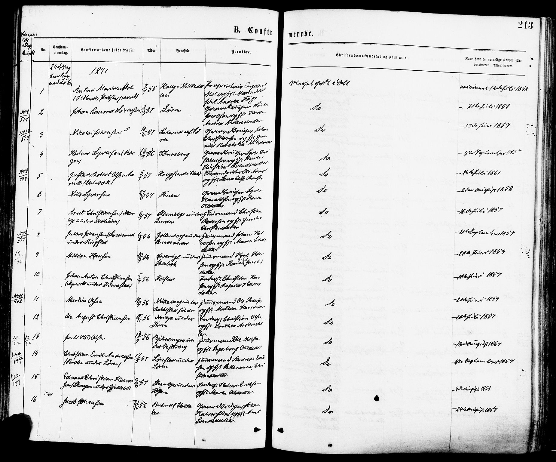 Høland prestekontor Kirkebøker, AV/SAO-A-10346a/F/Fa/L0012.a: Parish register (official) no. I 12A, 1869-1879, p. 213