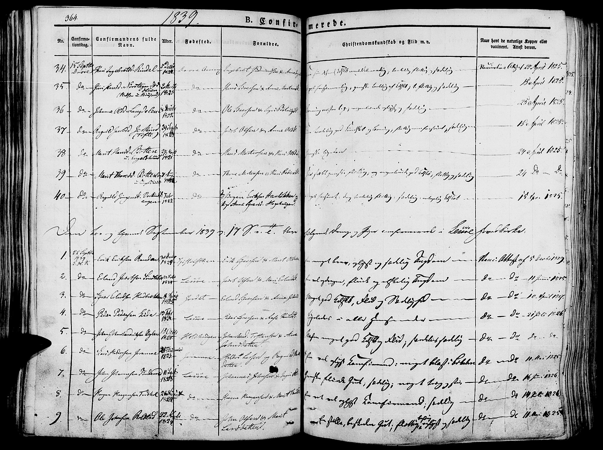 Lesja prestekontor, AV/SAH-PREST-068/H/Ha/Haa/L0005: Parish register (official) no. 5, 1830-1842, p. 364