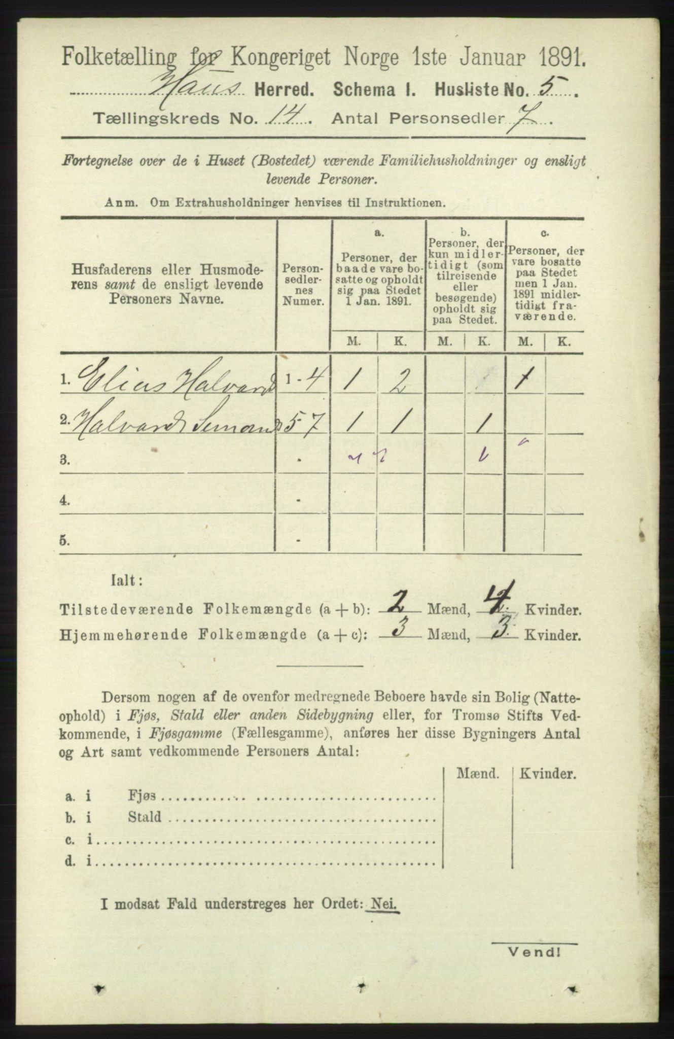 RA, 1891 census for 1250 Haus, 1891, p. 5813