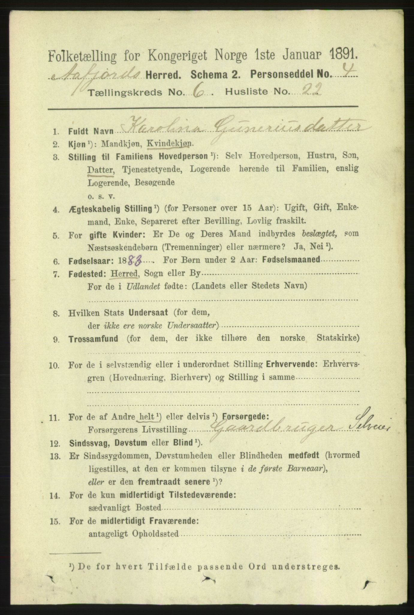 RA, 1891 census for 1630 Åfjord, 1891, p. 1606