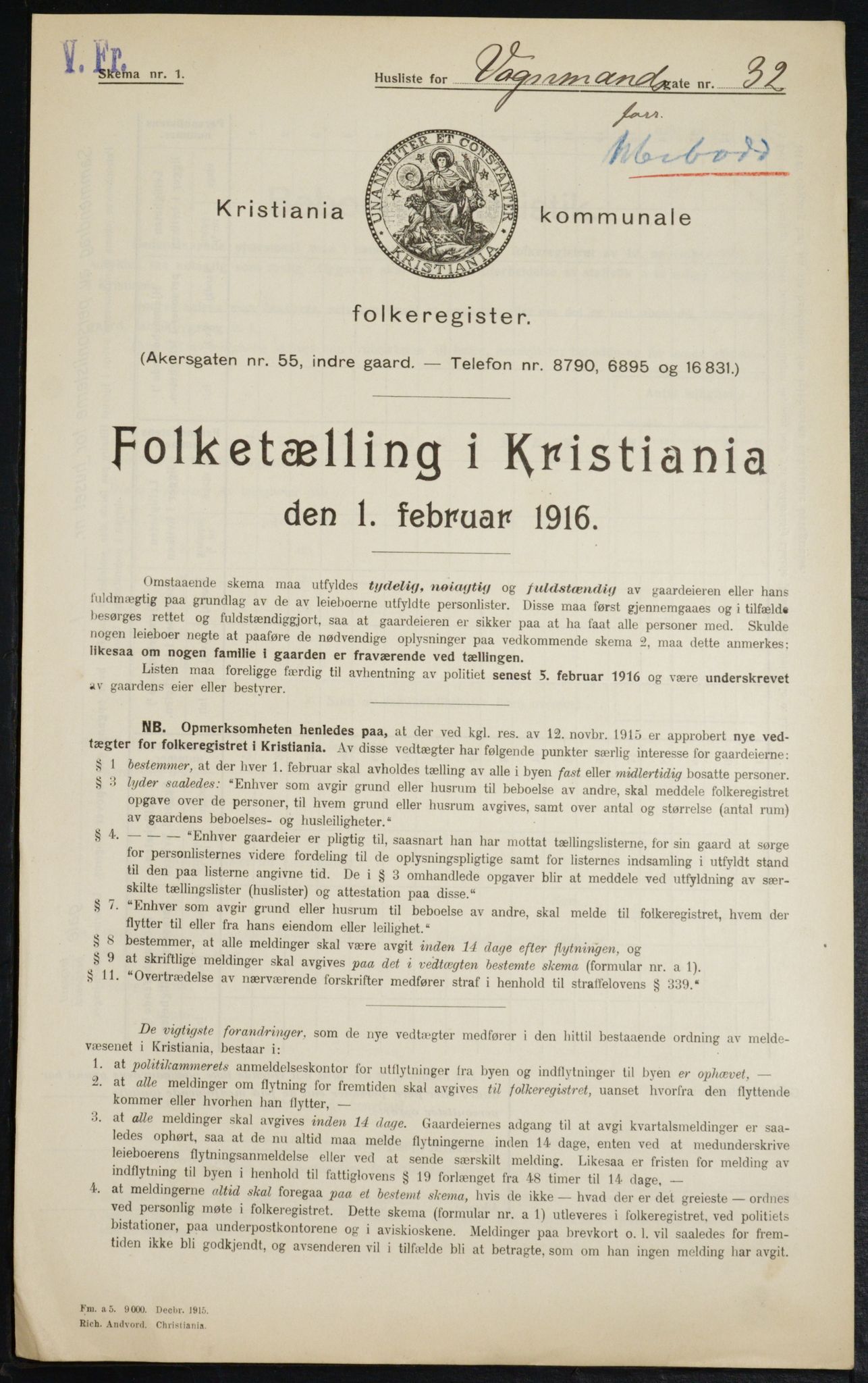 OBA, Municipal Census 1916 for Kristiania, 1916, p. 127908