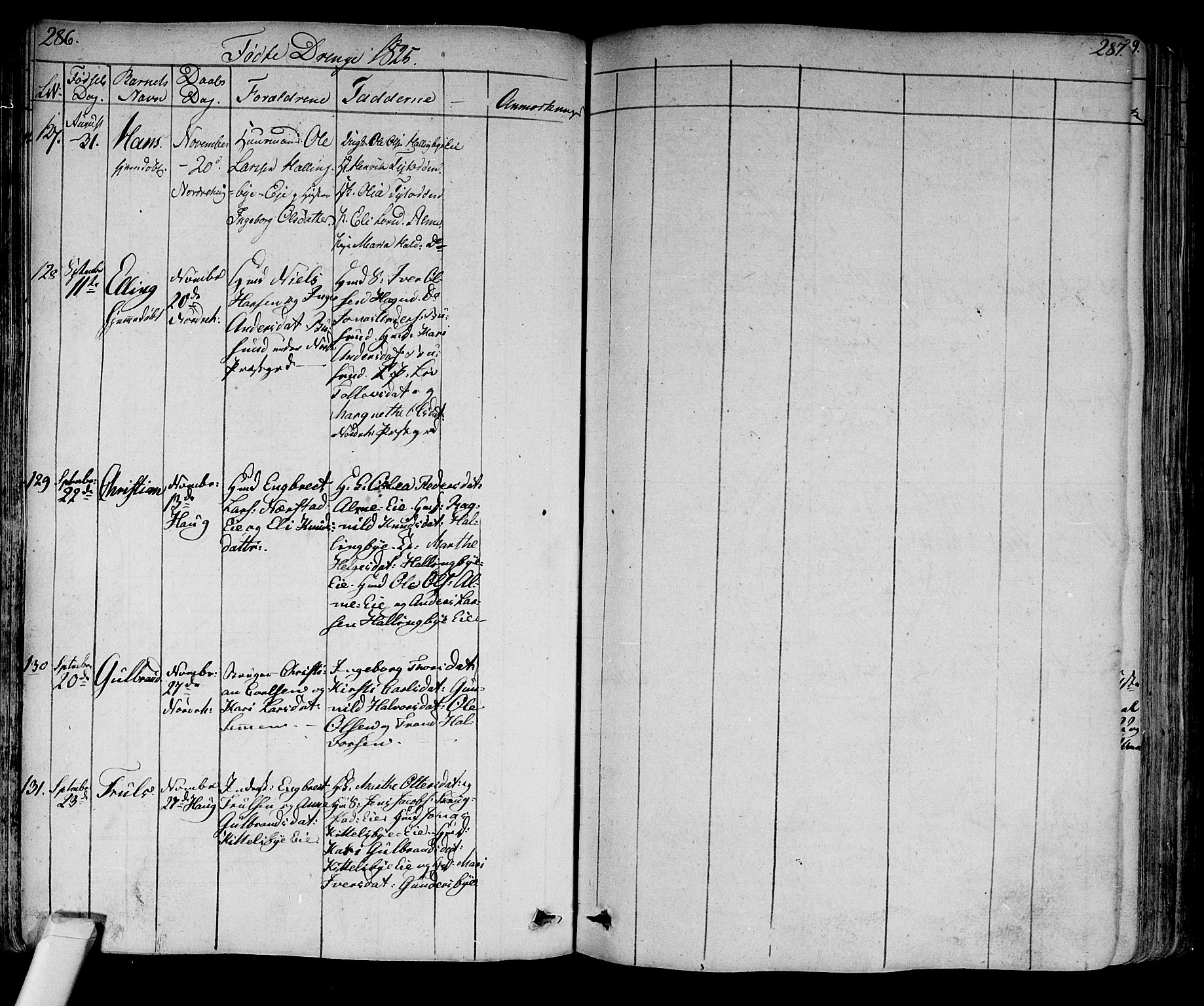 Norderhov kirkebøker, AV/SAKO-A-237/F/Fa/L0009: Parish register (official) no. 9, 1819-1837, p. 286-287