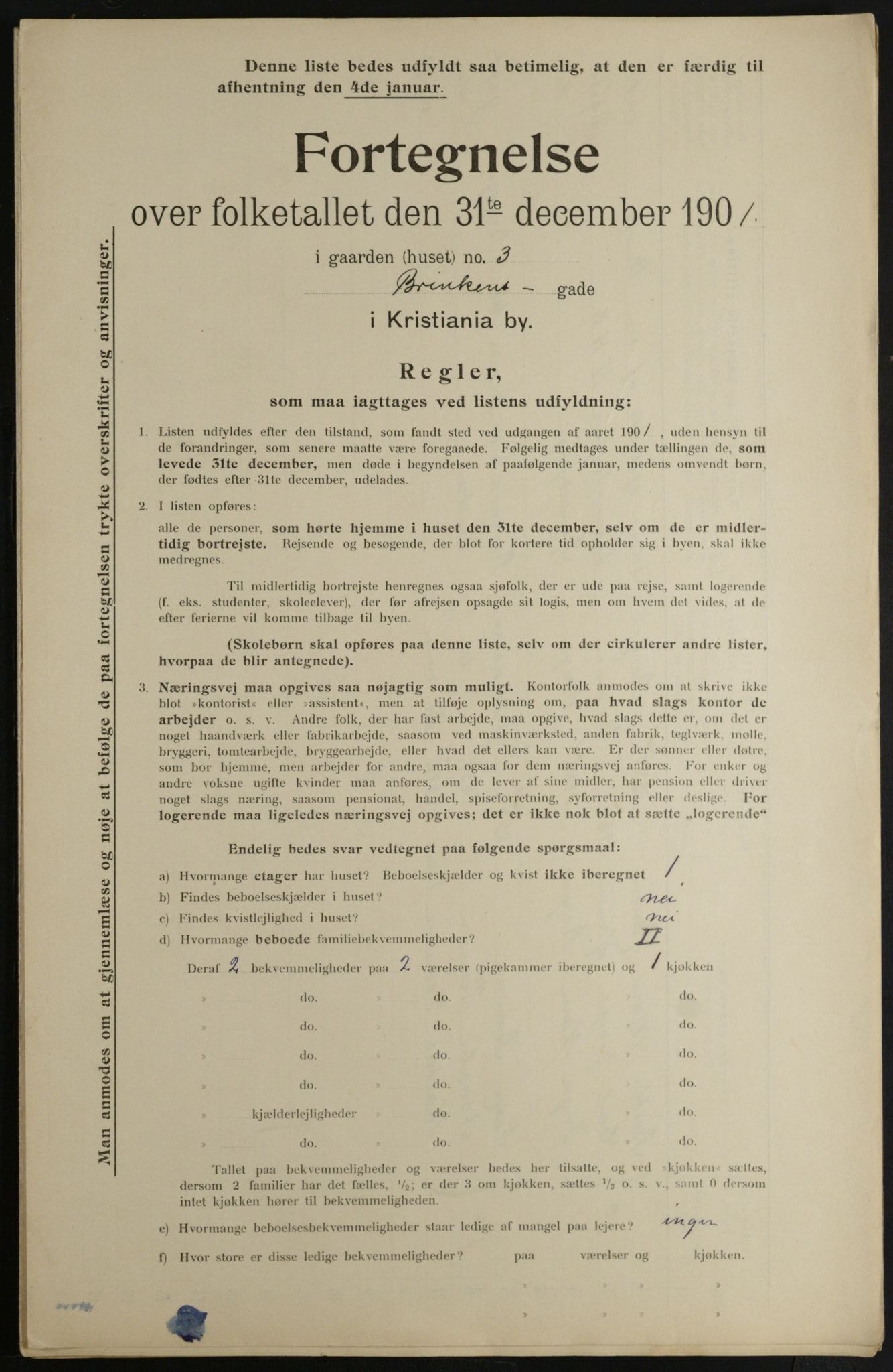 OBA, Municipal Census 1901 for Kristiania, 1901, p. 1447