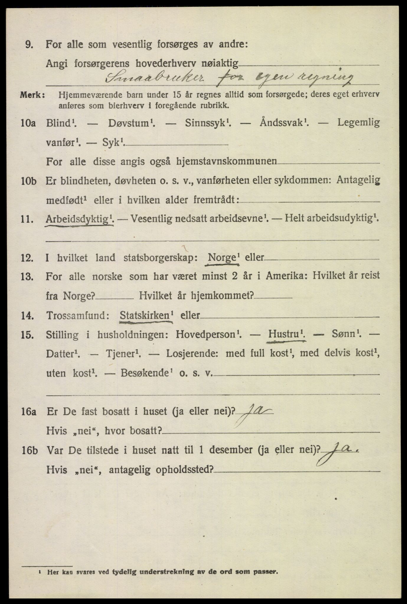 SAH, 1920 census for Tolga, 1920, p. 2378