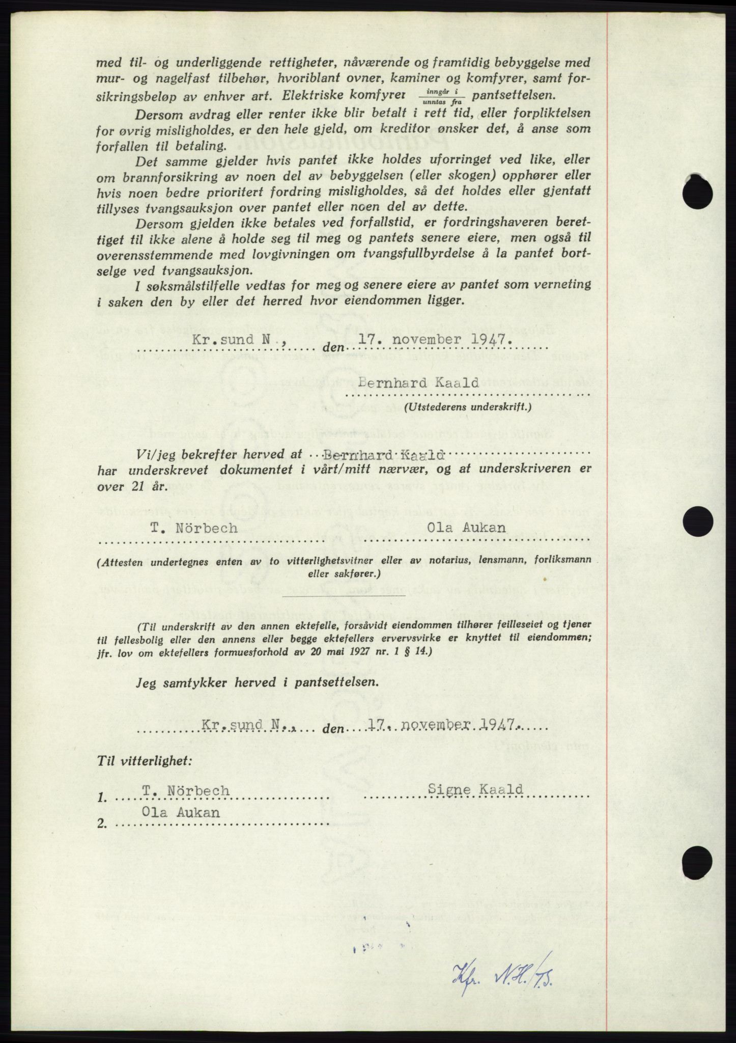 Nordmøre sorenskriveri, AV/SAT-A-4132/1/2/2Ca: Mortgage book no. B97, 1947-1948, Diary no: : 2662/1947