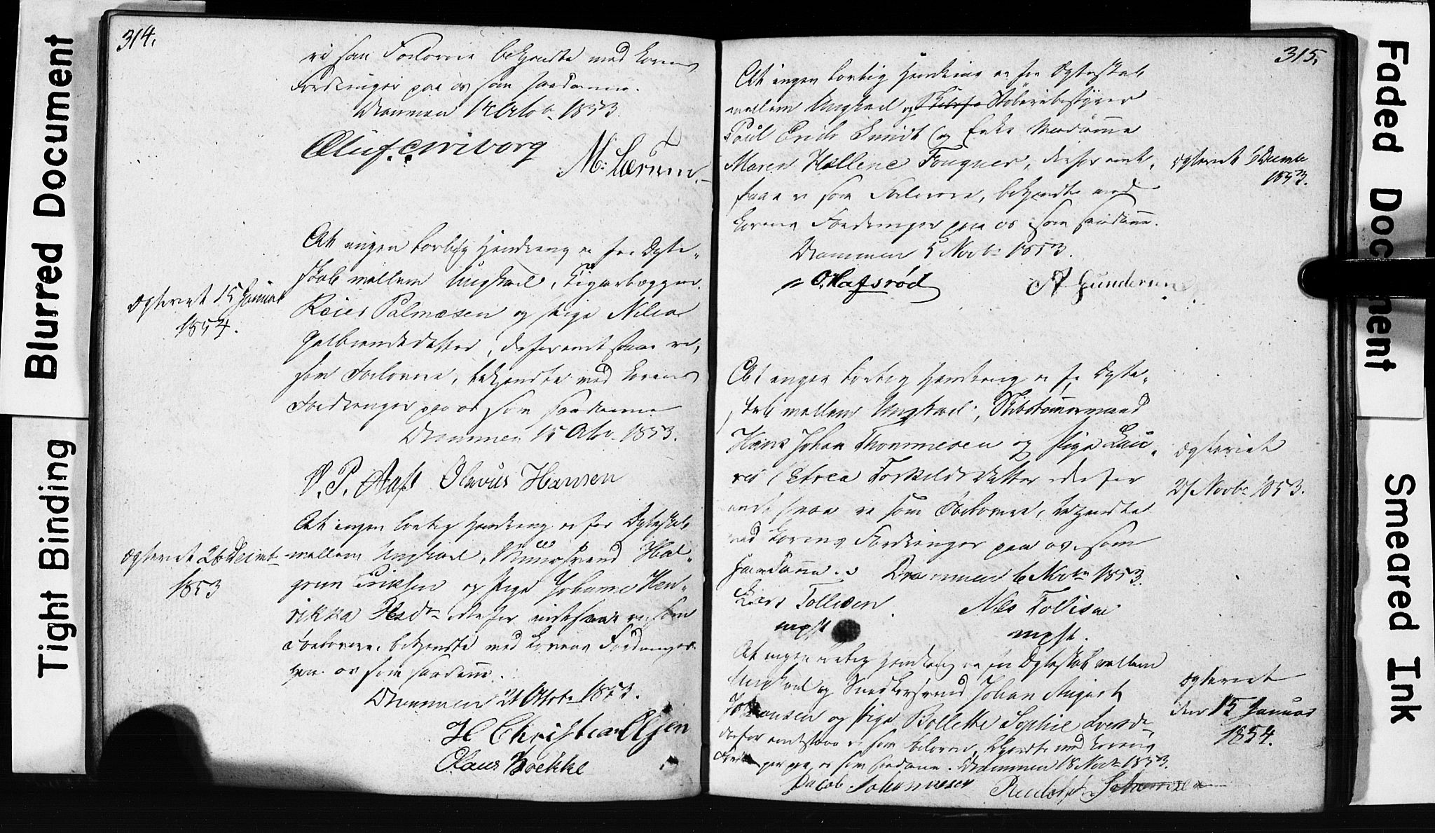 Strømsø kirkebøker, AV/SAKO-A-246/H/Hb/L0002: Best man's statements no. 2, 1815-1857, p. 314-315