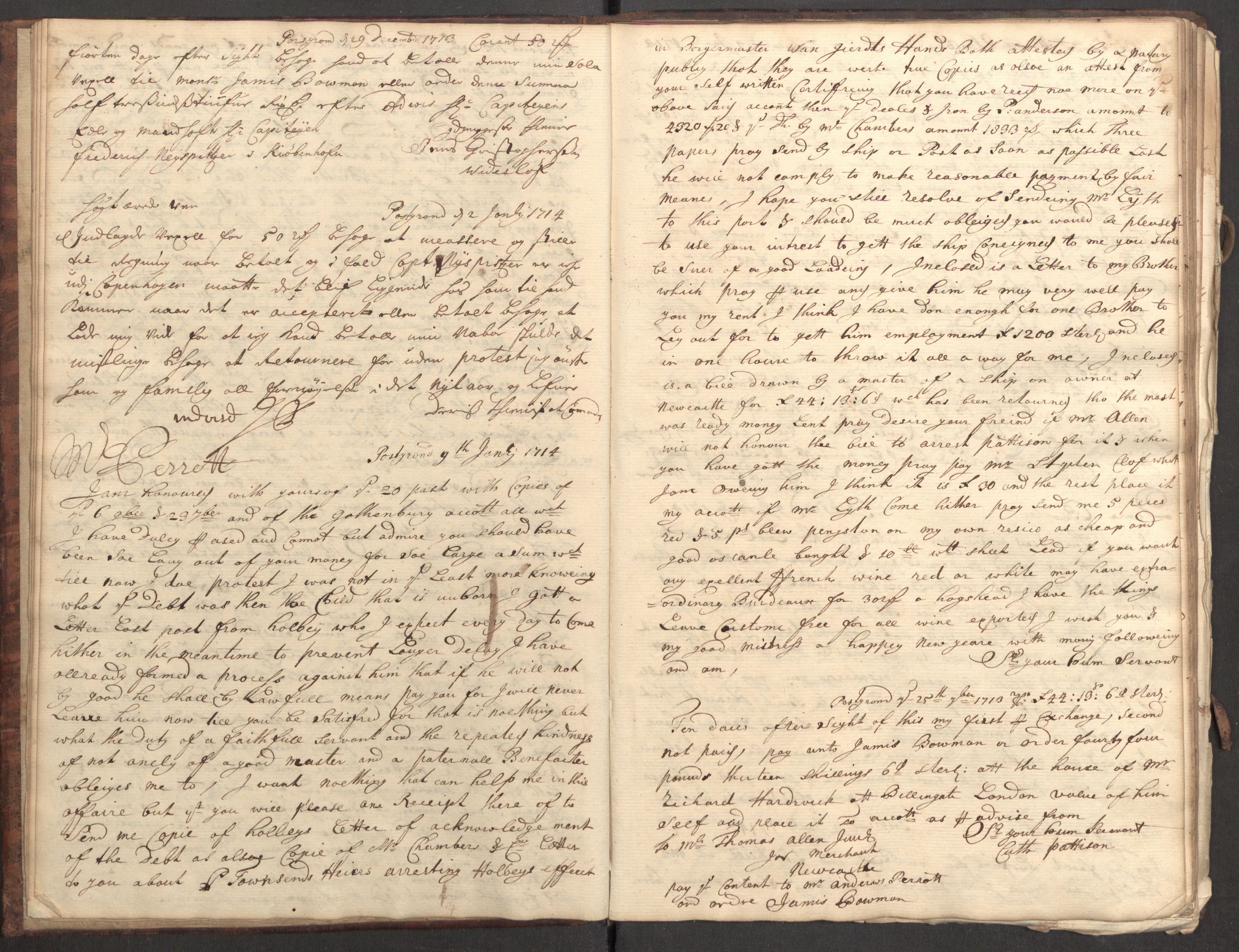 Bowman, James, RA/PA-0067/B/L0001/0001: Kopibøker / James Bowmans kopibok, 1713-1714, p. 10