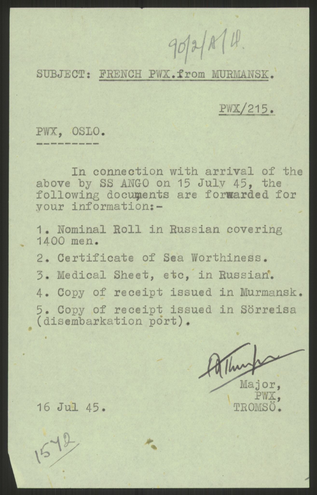 Flyktnings- og fangedirektoratet, Repatrieringskontoret, RA/S-1681/D/Db/L0023: Displaced Persons (DPs) og sivile tyskere, 1945-1948, p. 227