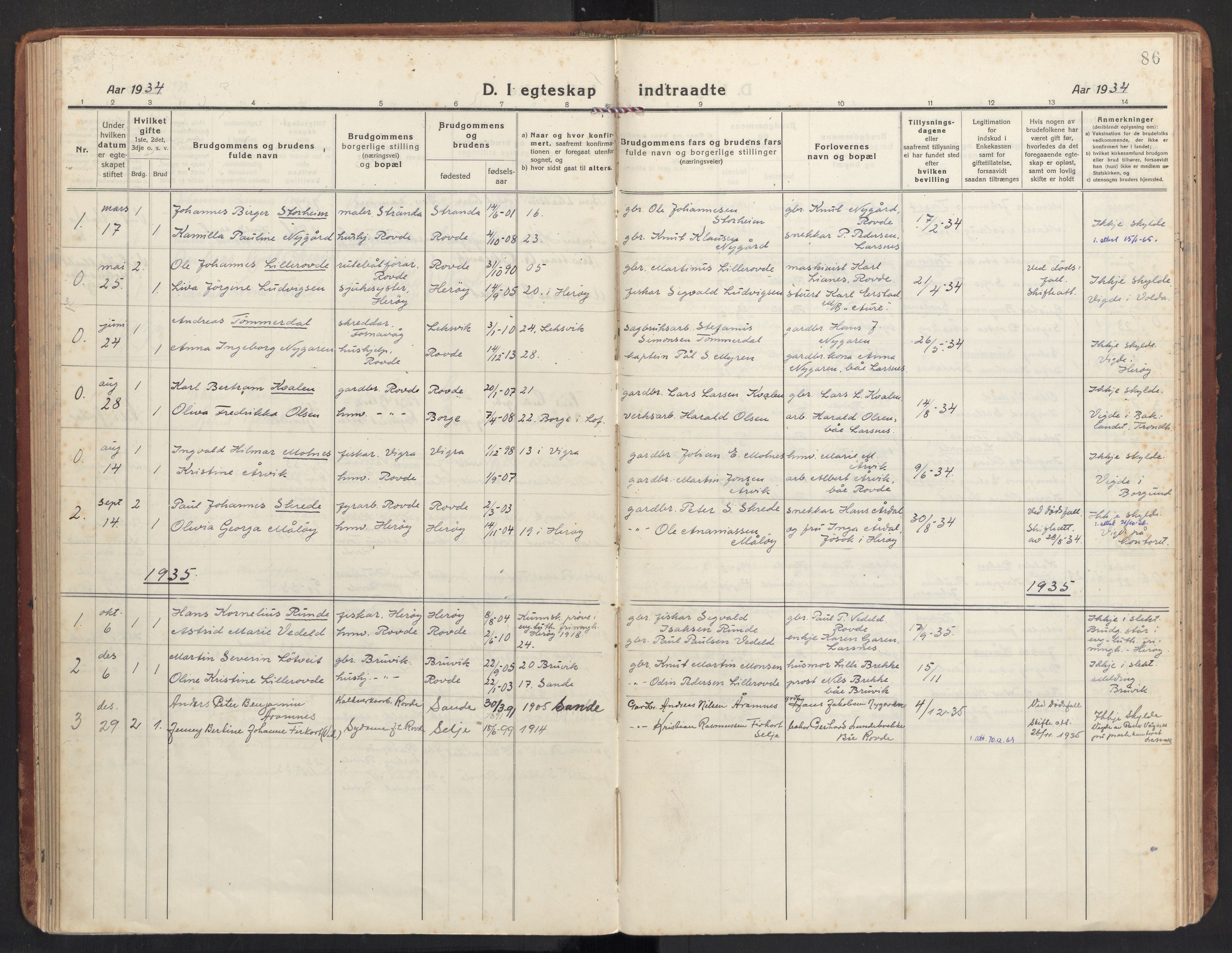 Ministerialprotokoller, klokkerbøker og fødselsregistre - Møre og Romsdal, AV/SAT-A-1454/504/L0058: Parish register (official) no. 504A05, 1920-1940, p. 86