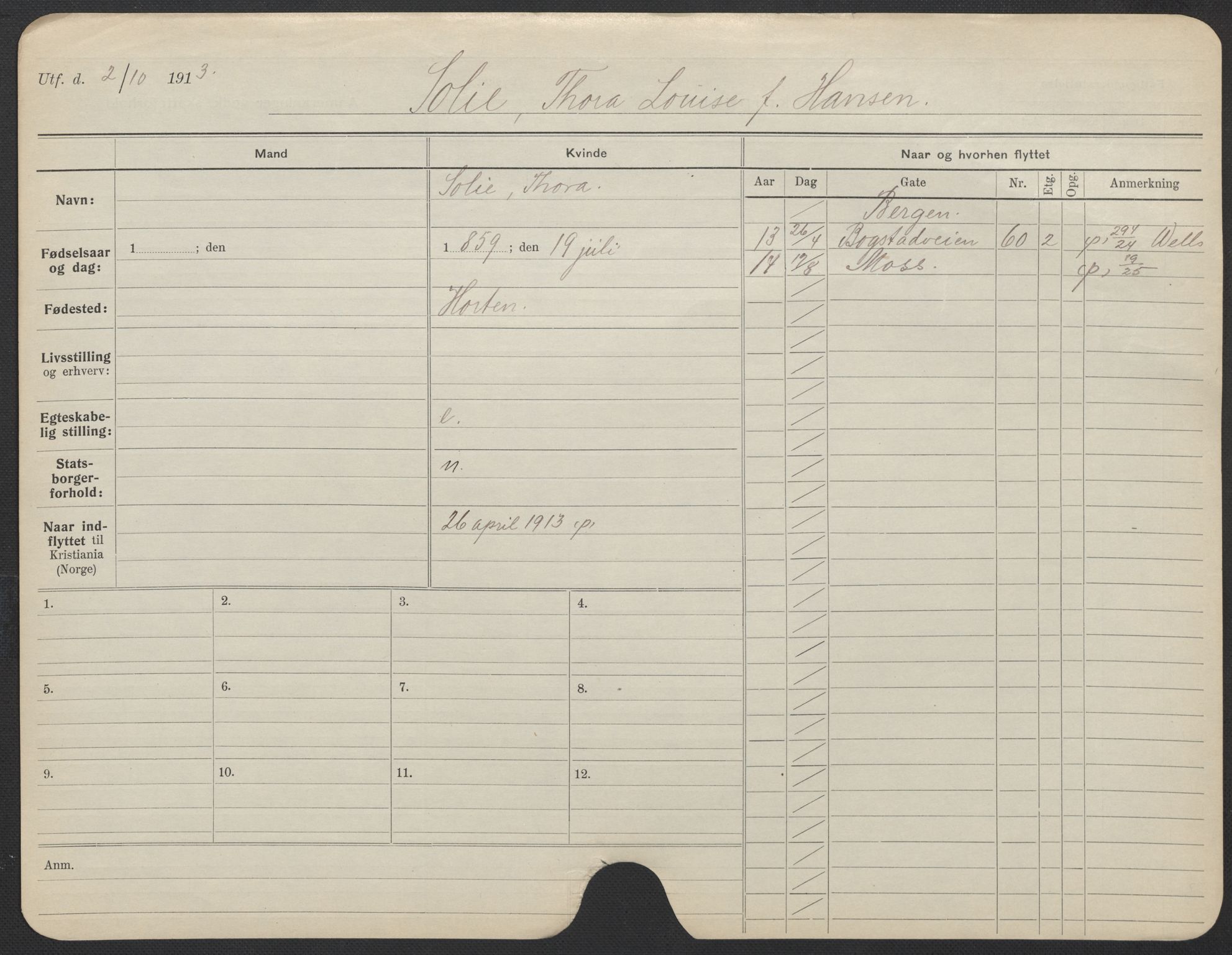 Oslo folkeregister, Registerkort, AV/SAO-A-11715/F/Fa/Fac/L0024: Kvinner, 1906-1914, p. 128a