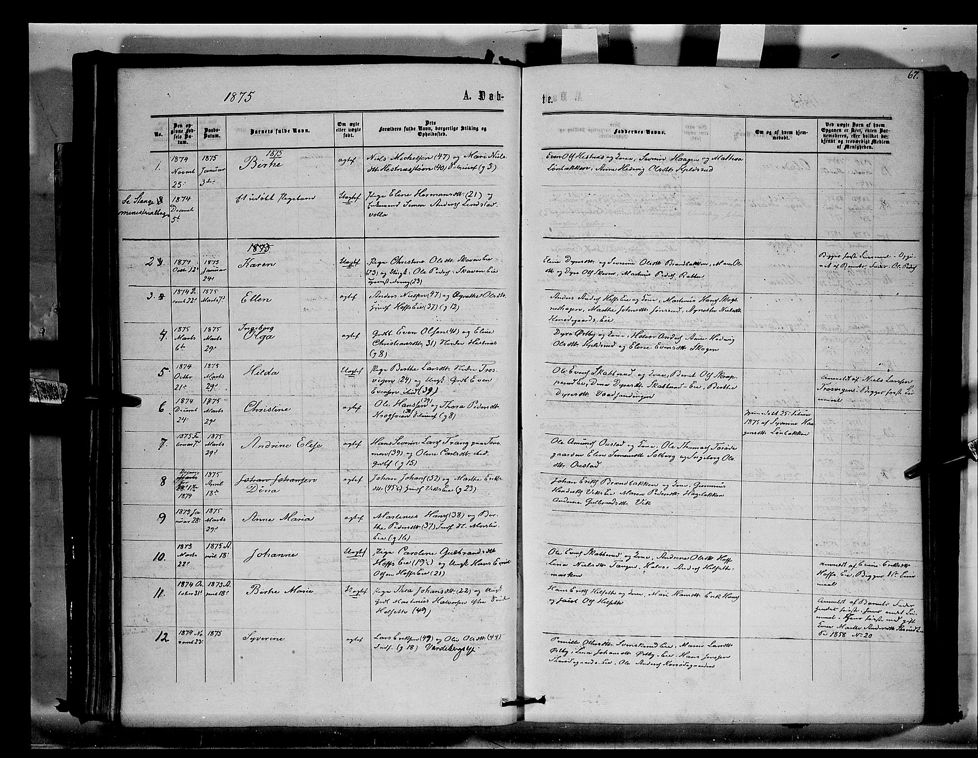 Stange prestekontor, SAH/PREST-002/K/L0014: Parish register (official) no. 14, 1862-1879, p. 67