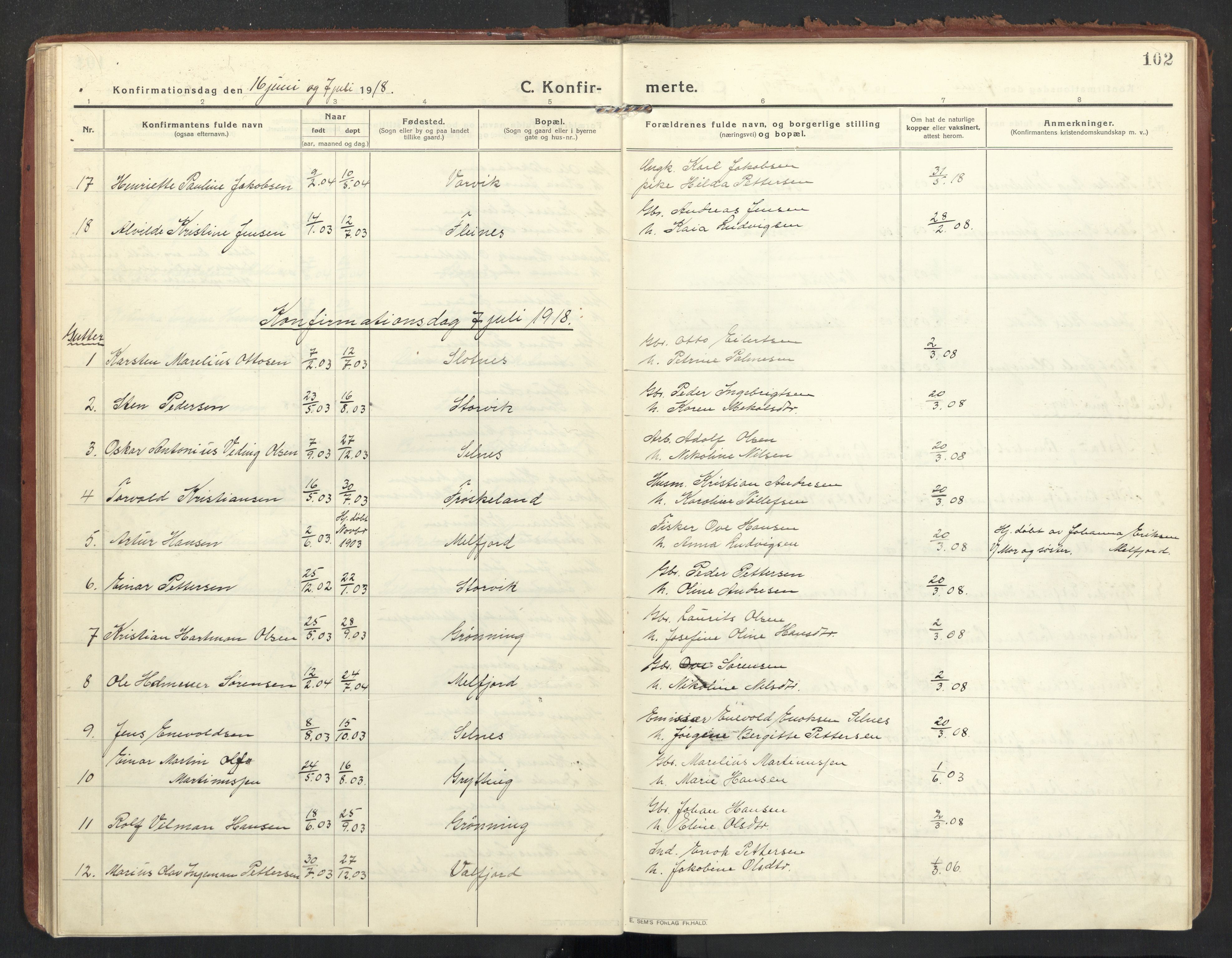 Ministerialprotokoller, klokkerbøker og fødselsregistre - Nordland, AV/SAT-A-1459/890/L1288: Parish register (official) no. 890A03, 1915-1925, p. 102