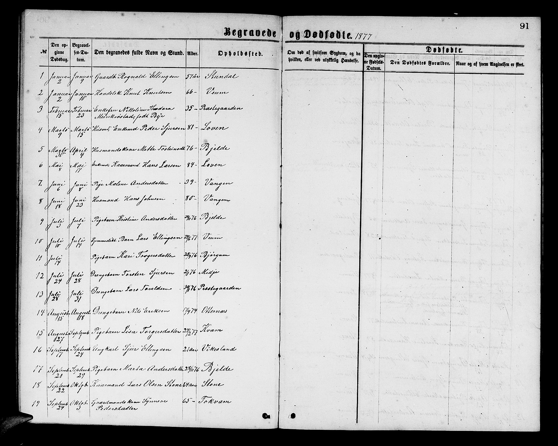 Aurland sokneprestembete, SAB/A-99937/H/Hb/Hba/L0001: Parish register (copy) no. A 1, 1868-1881, p. 91