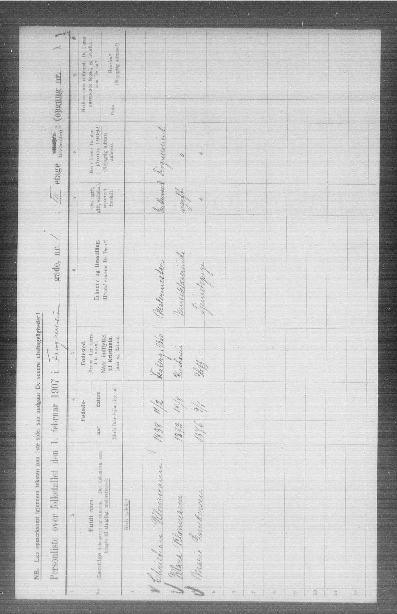 OBA, Municipal Census 1907 for Kristiania, 1907, p. 13724