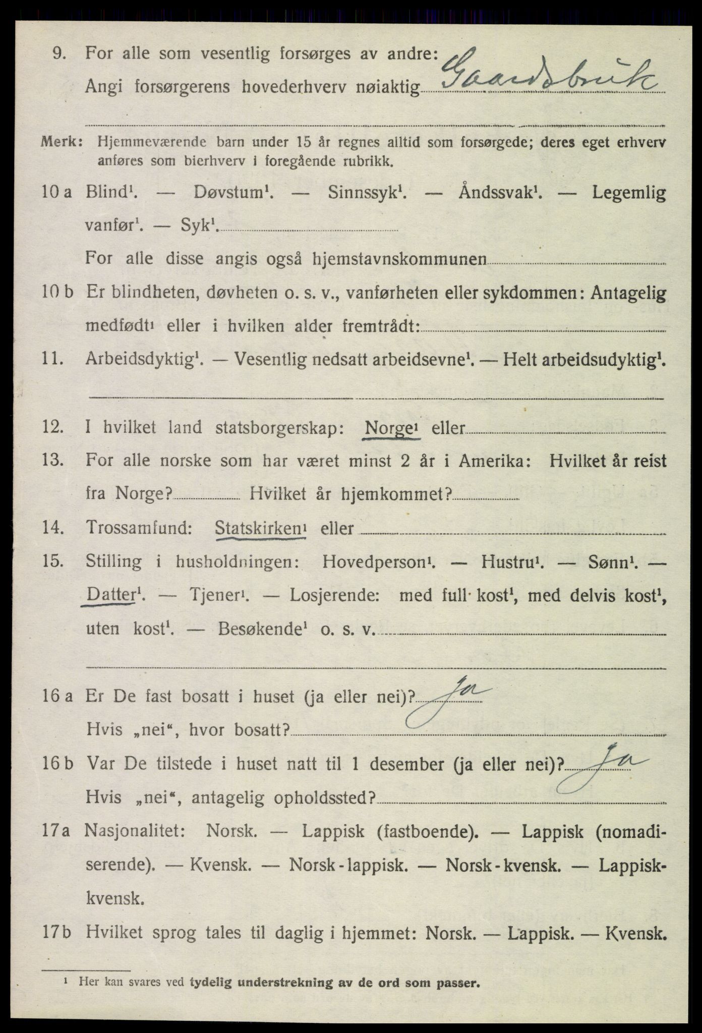 SAT, 1920 census for Frosta, 1920, p. 1023