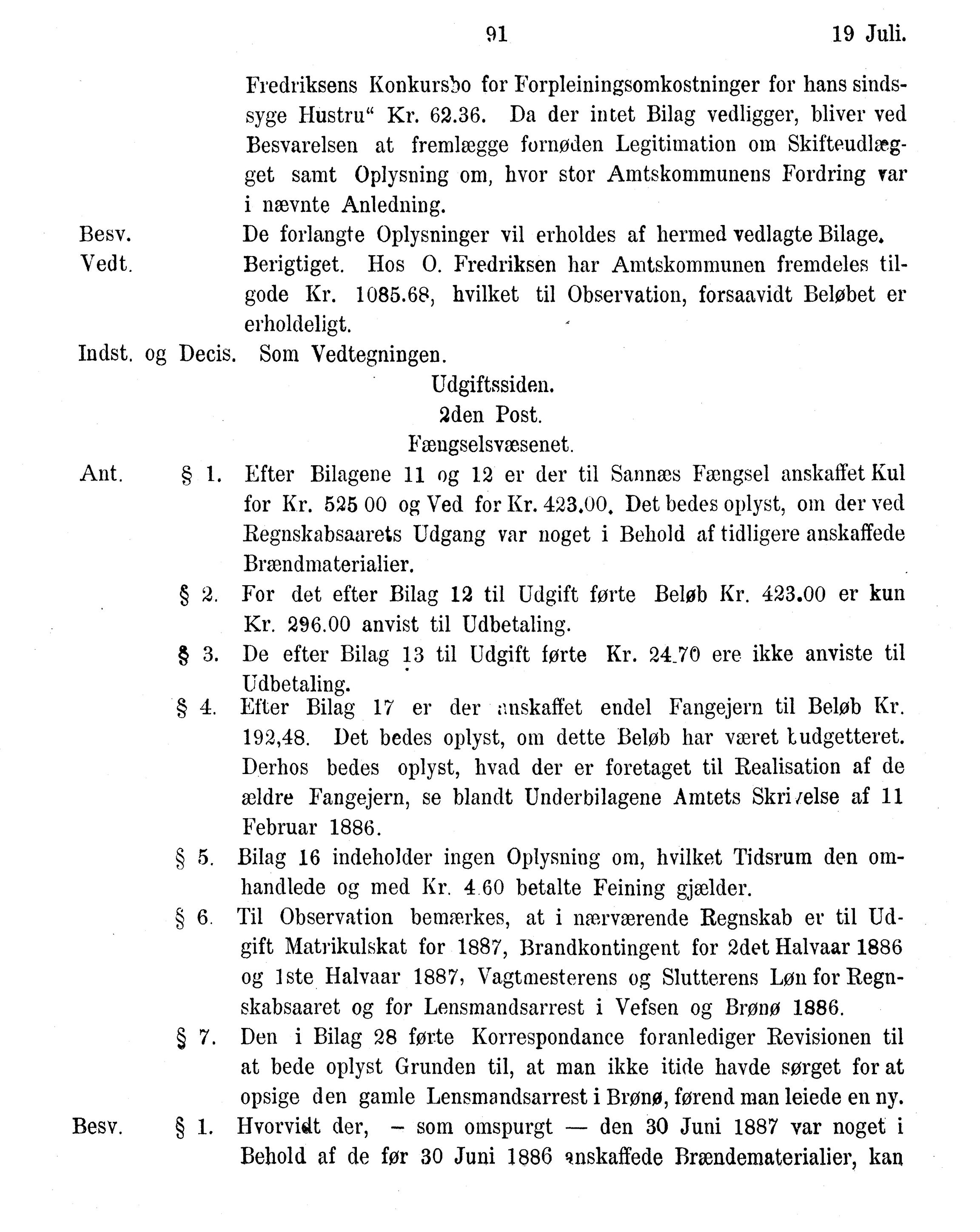 Nordland Fylkeskommune. Fylkestinget, AIN/NFK-17/176/A/Ac/L0015: Fylkestingsforhandlinger 1886-1890, 1886-1890