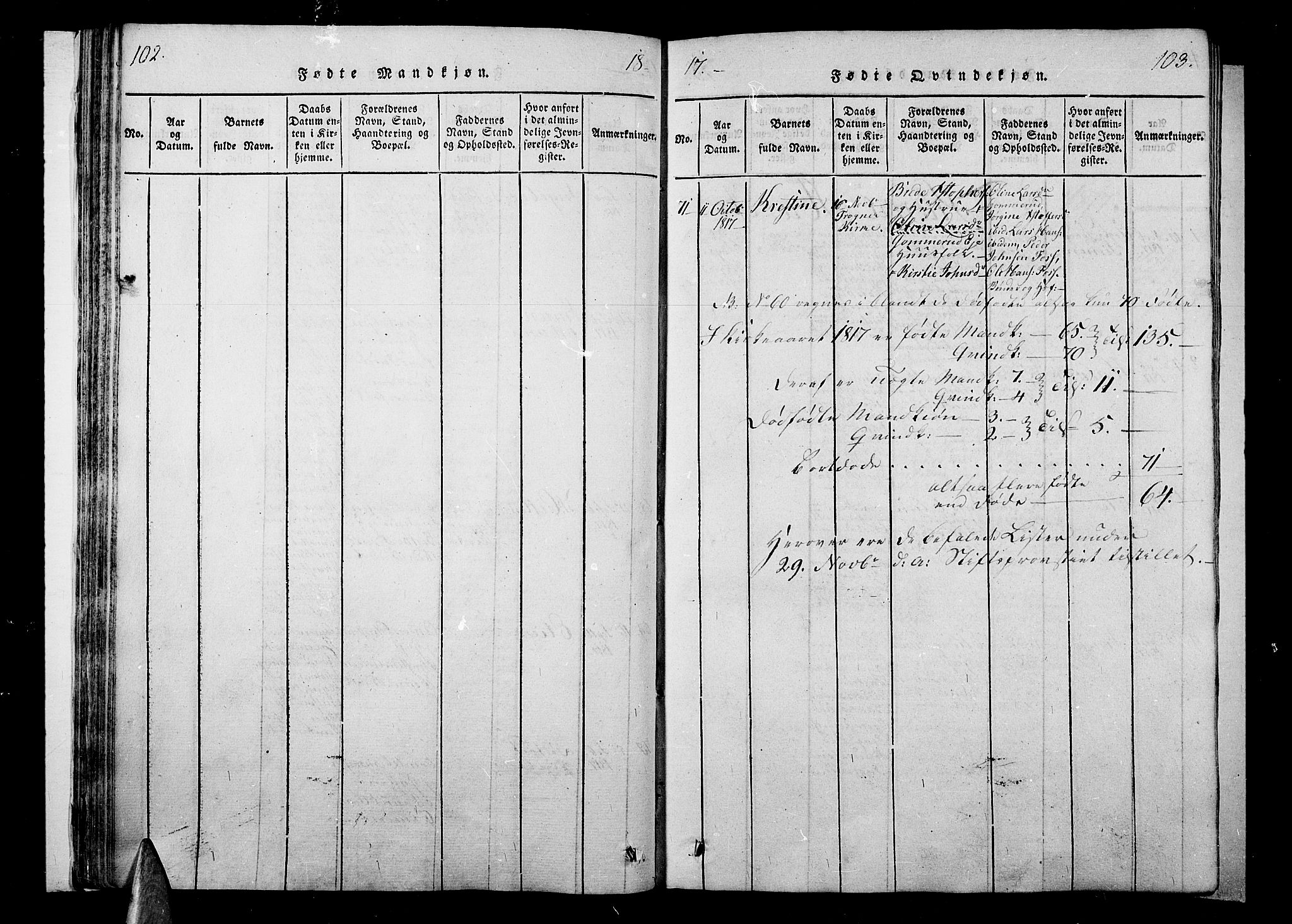 Lier kirkebøker, AV/SAKO-A-230/F/Fa/L0008: Parish register (official) no. I 8, 1813-1825, p. 102-103