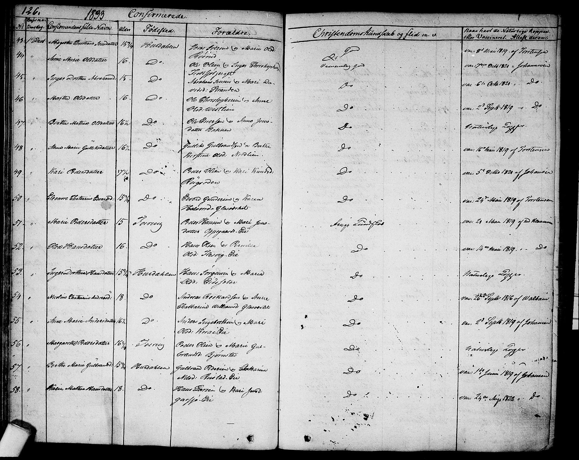 Hurdal prestekontor Kirkebøker, AV/SAO-A-10889/F/Fa/L0004: Parish register (official) no. I 4, 1828-1845, p. 126