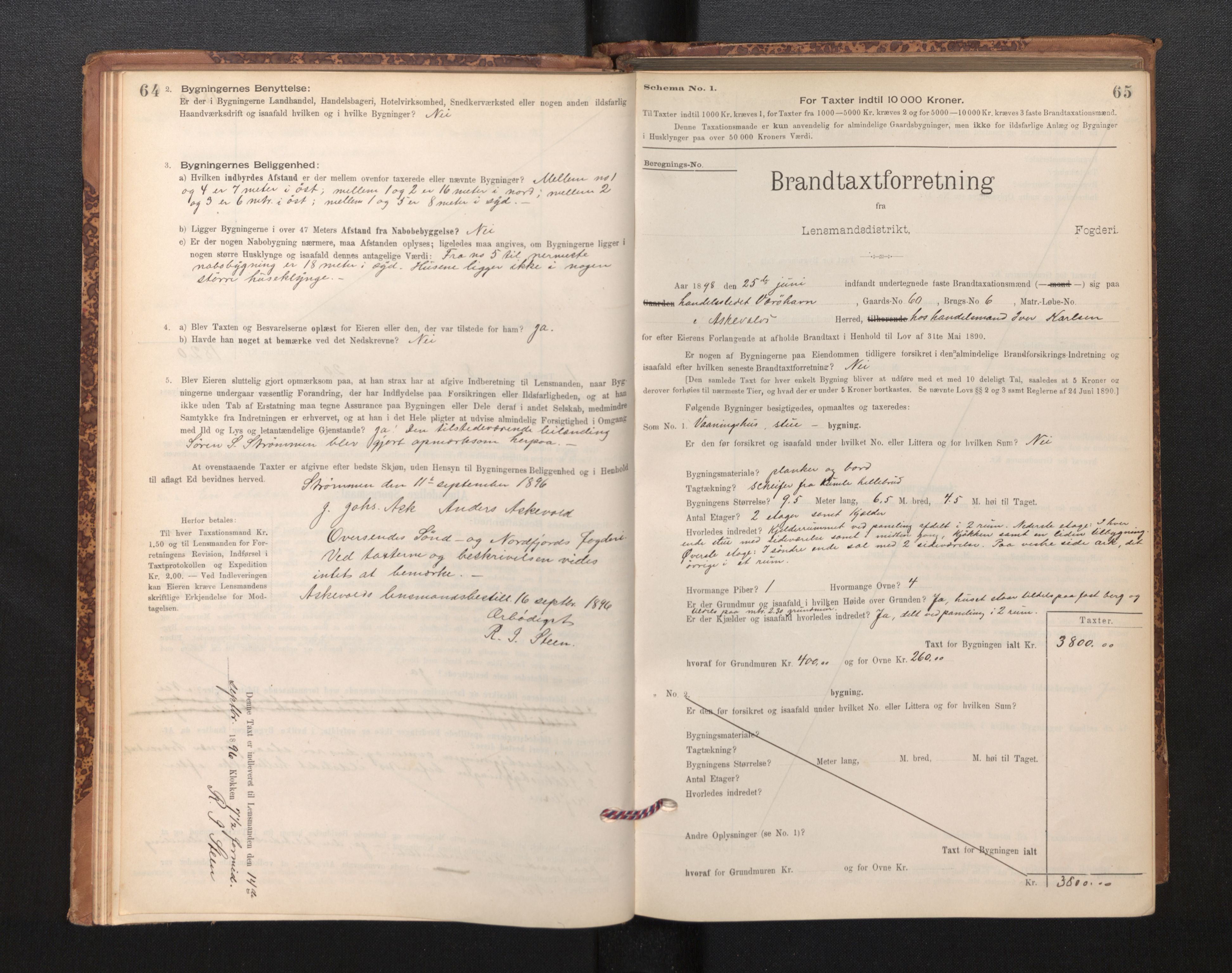Lensmannen i Askvoll, SAB/A-26301/0012/L0004: Branntakstprotokoll, skjematakst og liste over branntakstmenn, 1895-1932, p. 64-65