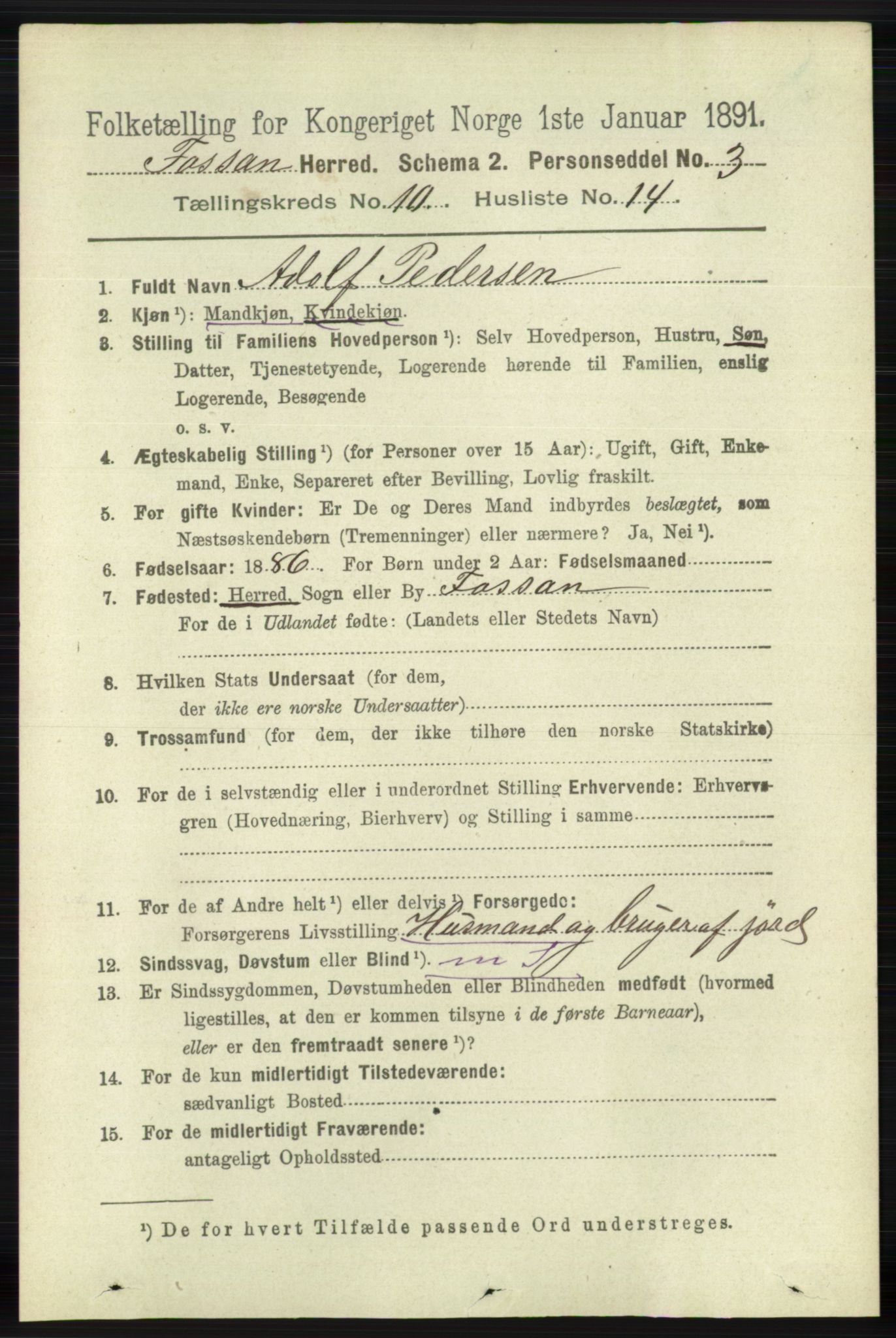 RA, 1891 census for 1129 Forsand, 1891, p. 1768